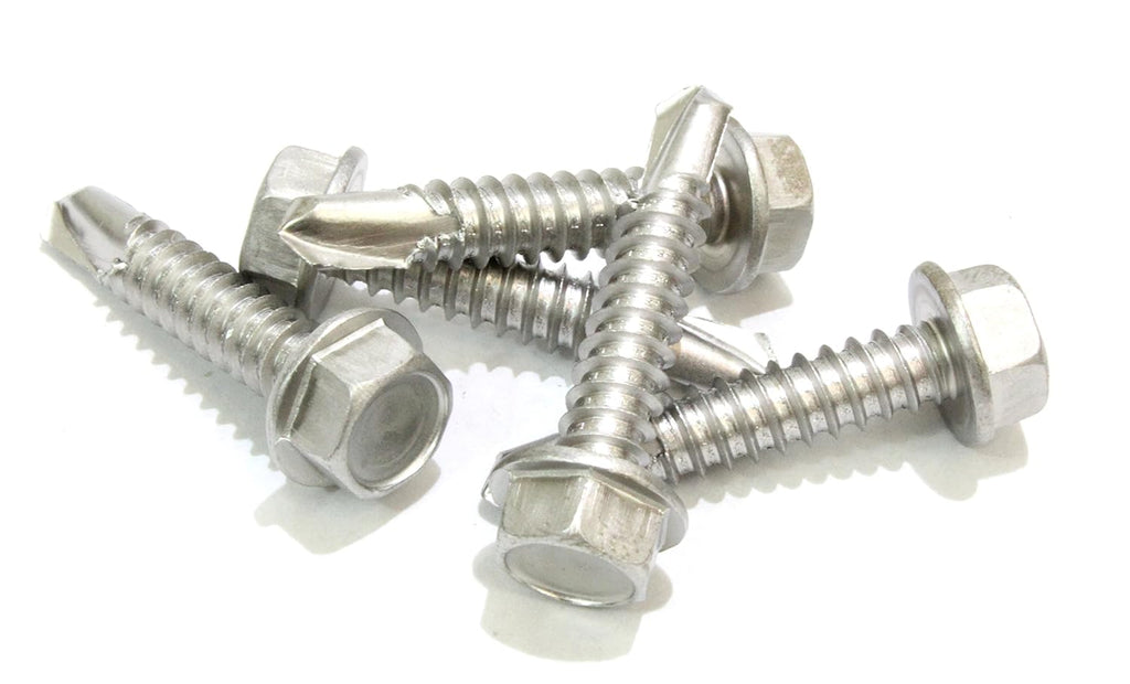 Premium No. 14 X 1-1/2" Stainless Steel Self-Drilling Screws - 50 Pack, TEK Screws with No. 3 Point, Plain Finish