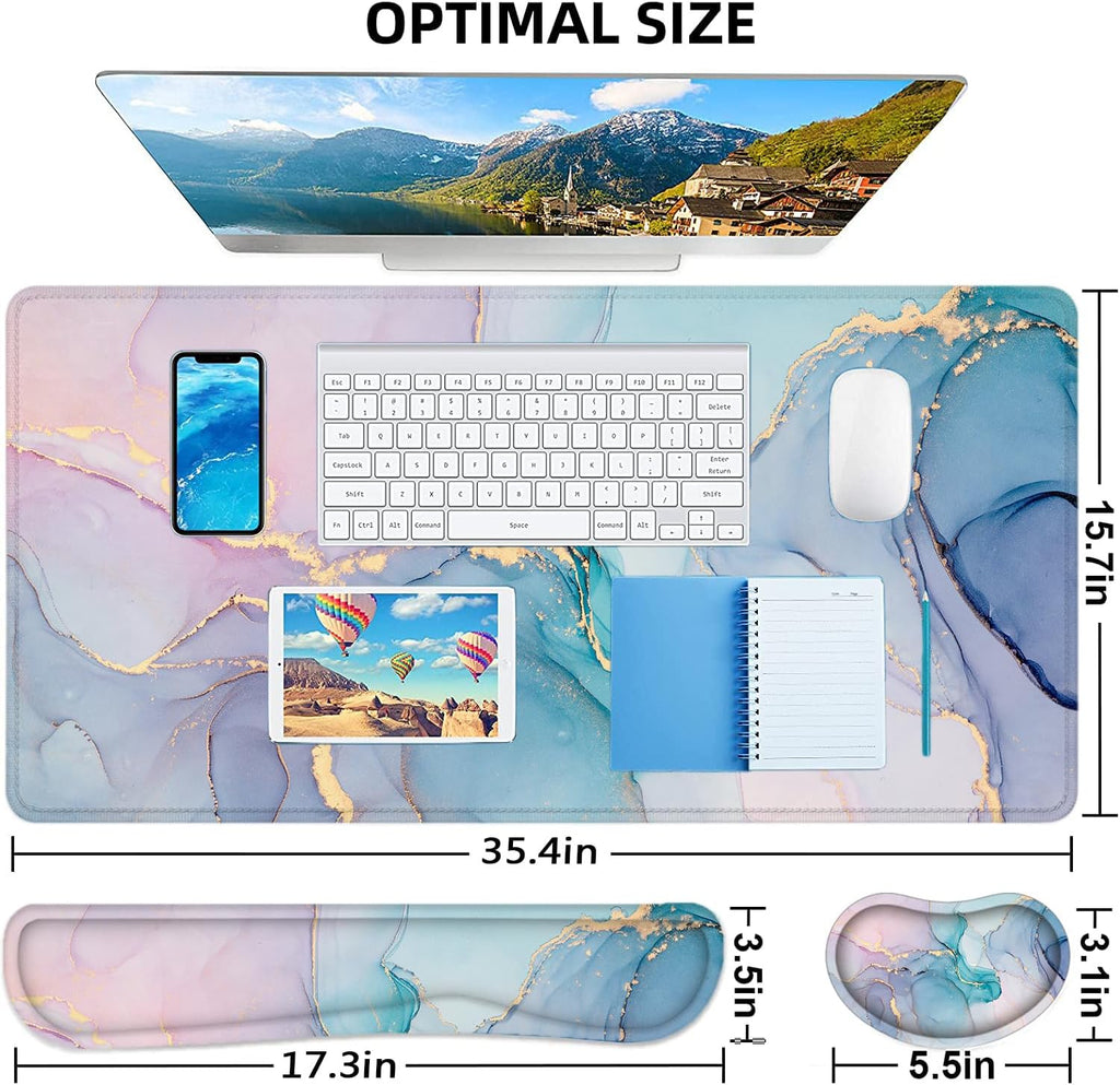 Ergonomic 4-in-1 Desk Mat & Mouse Pad Set with Wrist Rest - Perfect for Gaming & Office Use!