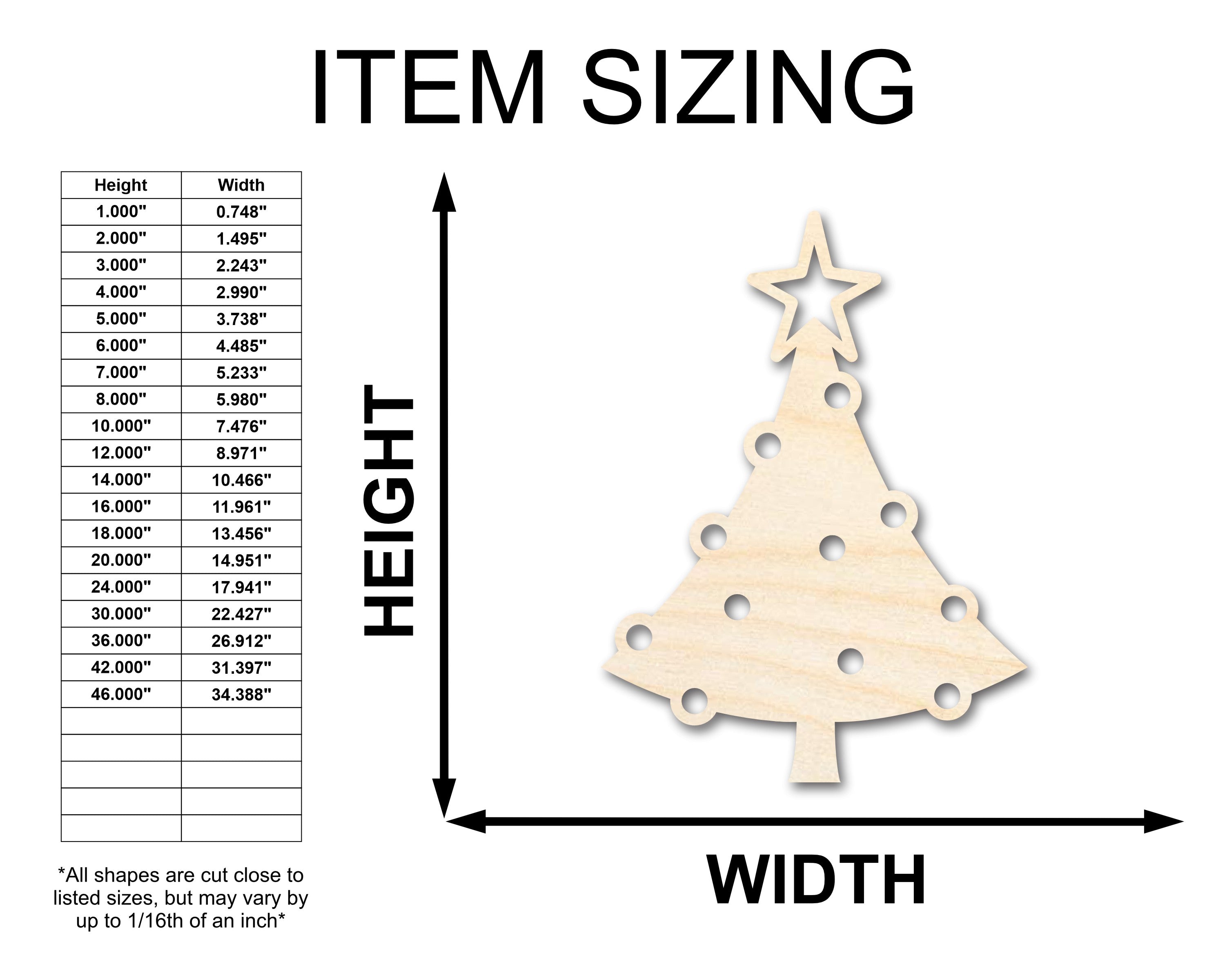 Unfinished Wood Christmas Tree Shape - Craft - up to 46" DIY