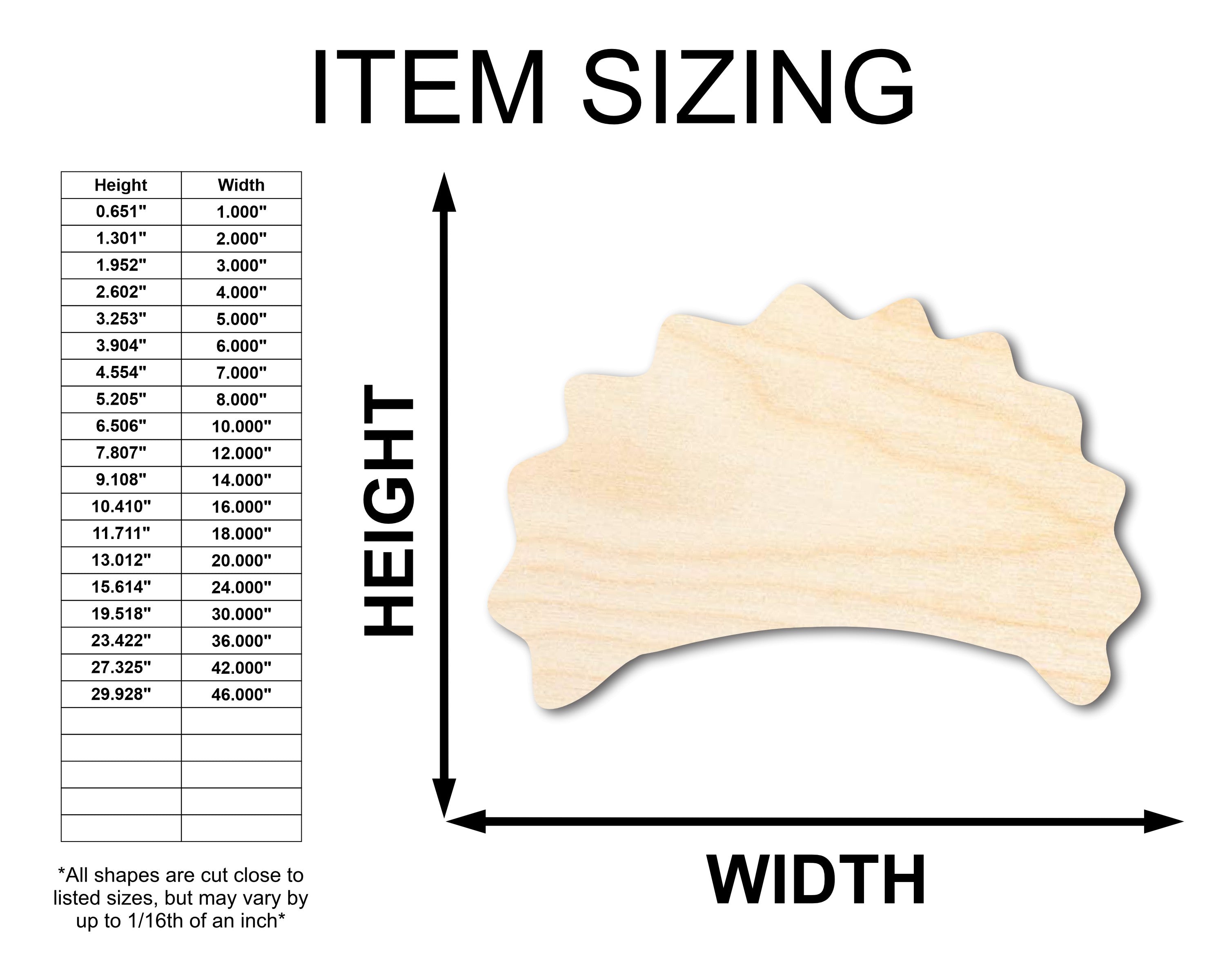 Unfinished Wood Pierogi Silhouette Shape - Craft - up to 46"