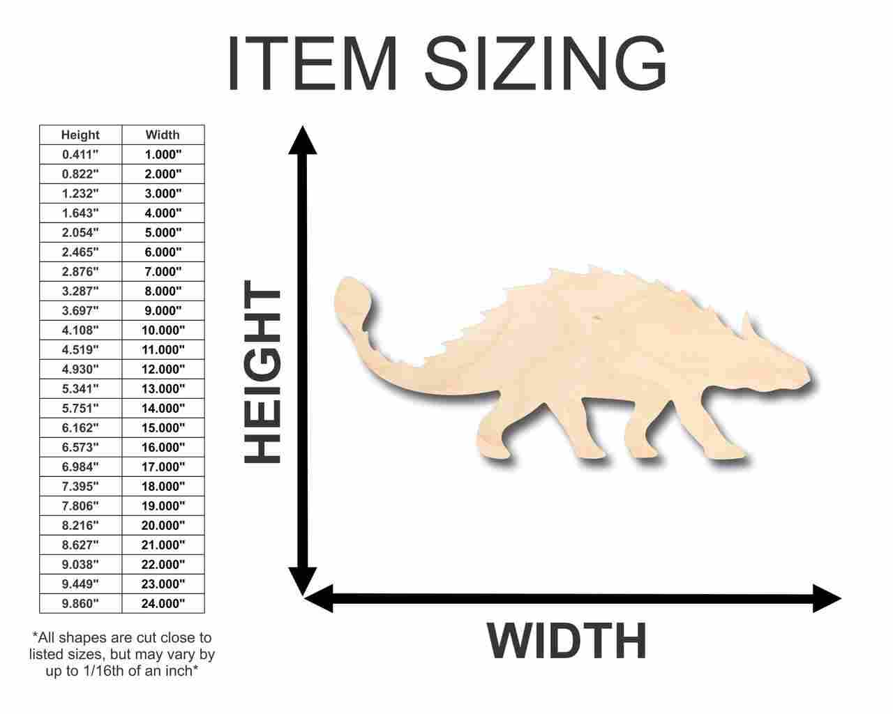 Unfinished Wood Ankylosaurus Shape - Dinosaur - Craft - up to 46" DIY
