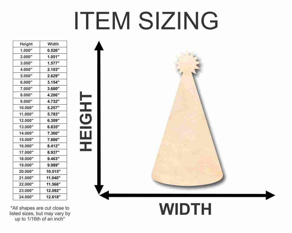 Unfinished Wood Birthday Party Hat Shape - Craft - up to 46" DIY