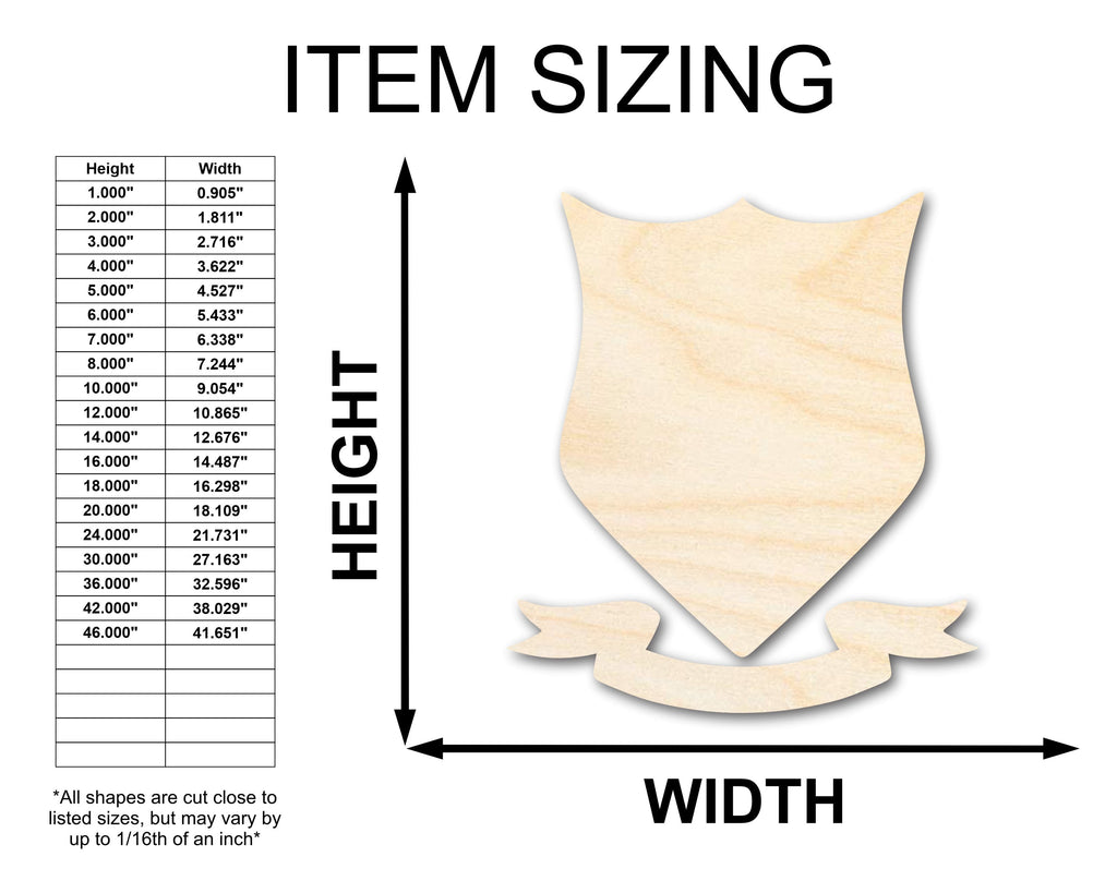 Unfinished Wood Coat of Arms Shape - Craft - up to 46"