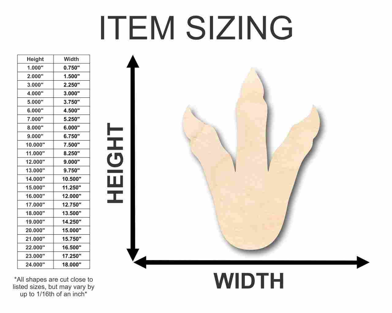 Unfinished Wood Dinosaur Foot Shape - Craft - up to 46" DIY