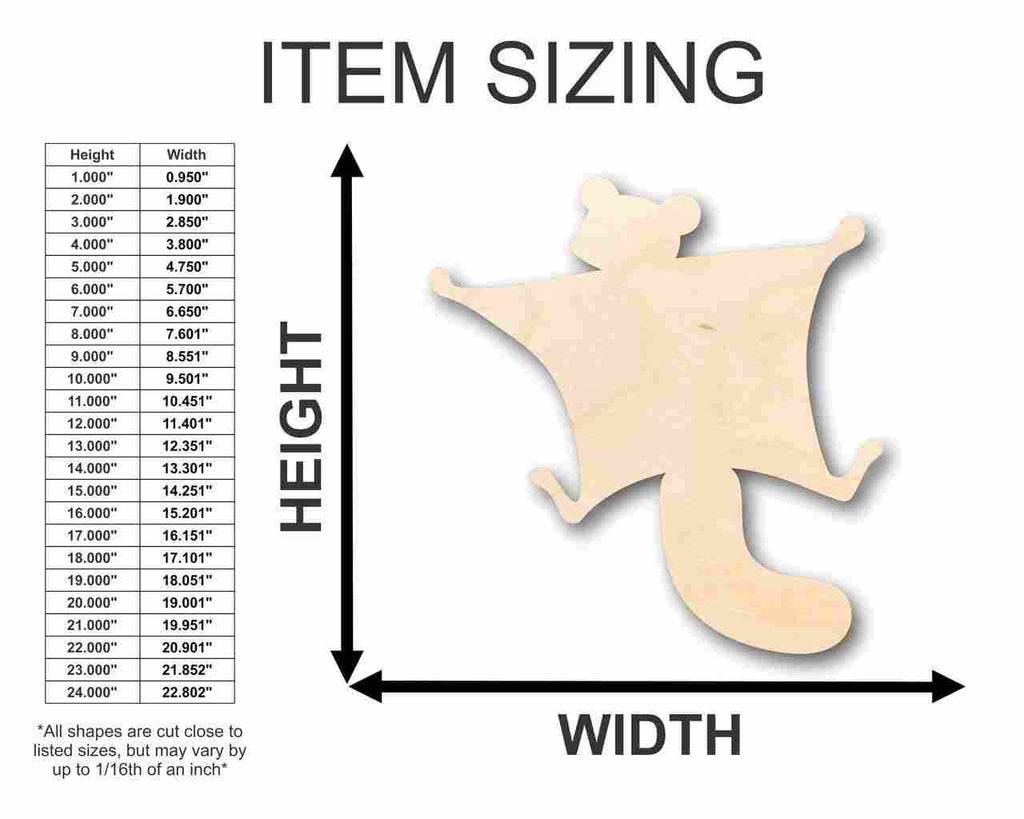 Unfinished Wood Flying Squirrel Shape - Animal - Craft - up to 46" DIY
