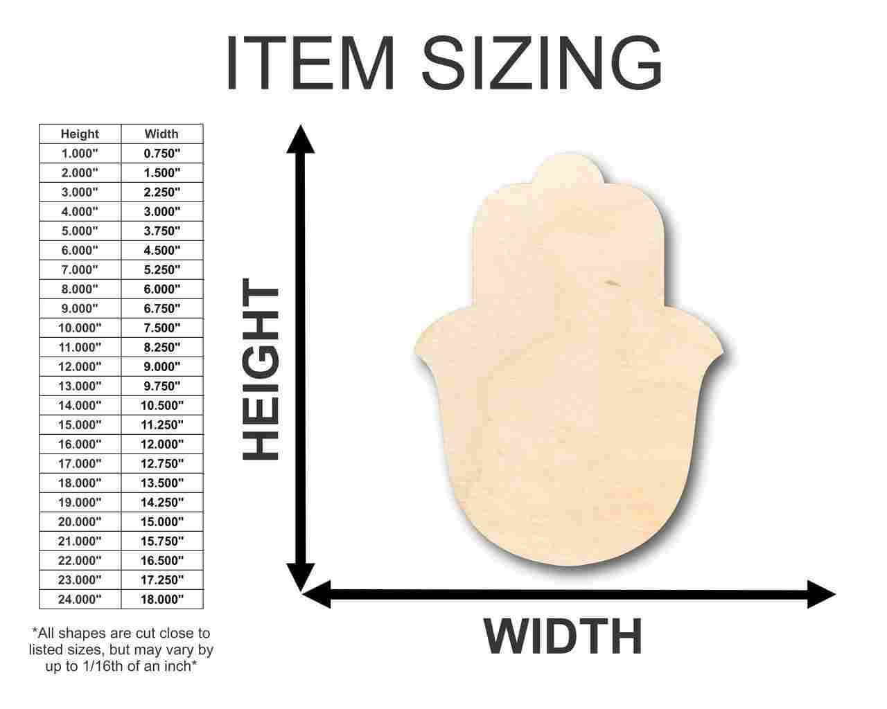 Unfinished Wood Hamsa Shape - Craft - up to 46" DIY