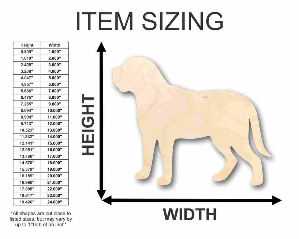 Unfinished Wood Mastiff Dog Shape - Animal - Pet - Craft - up to 46" DIY