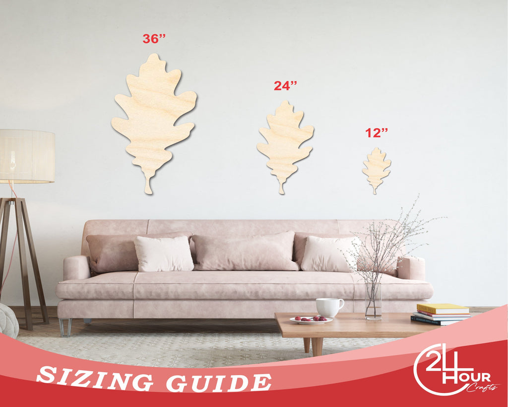 Unfinished Wood Oak Leaf Shape - Fall - Craft - up to 46" DIY