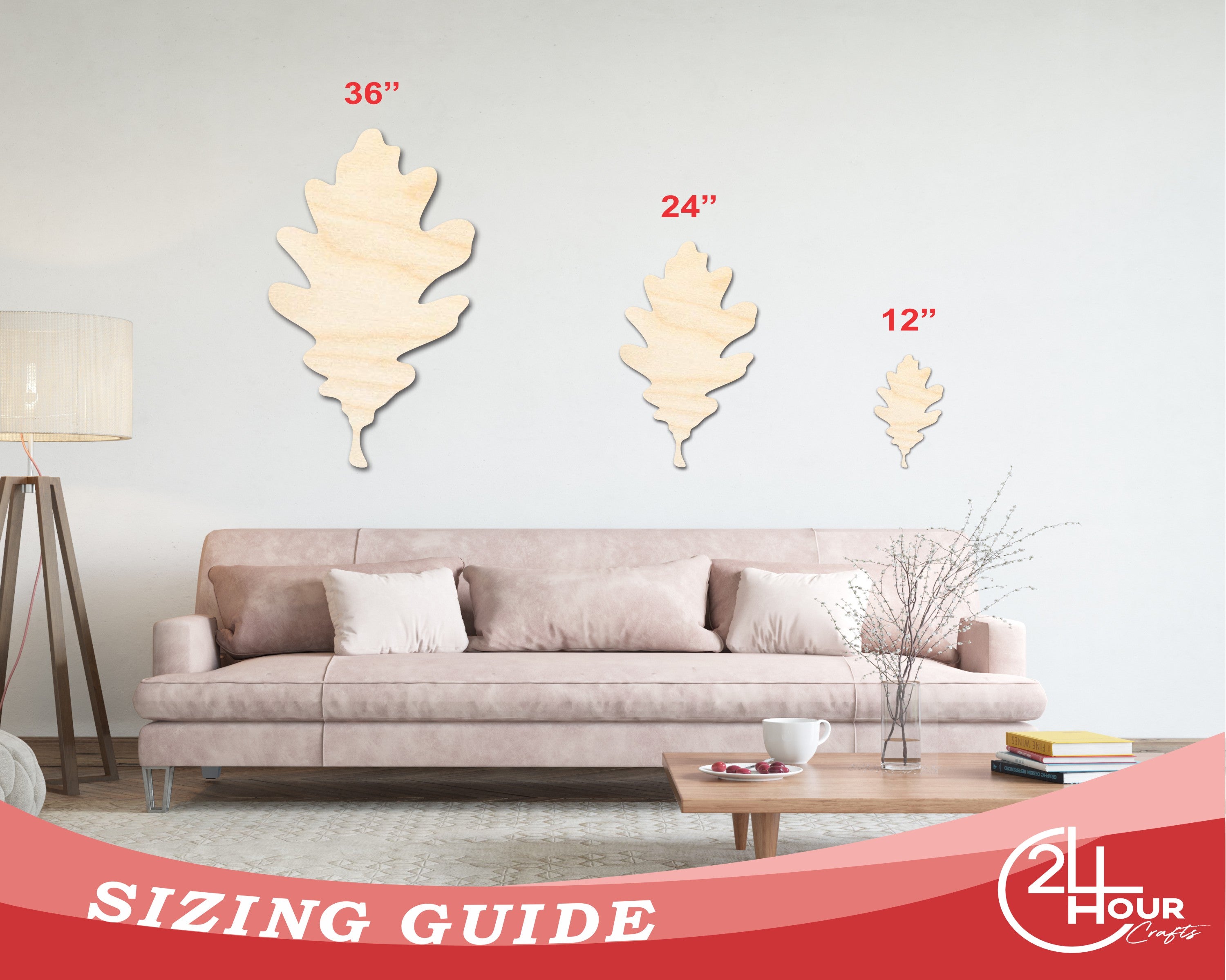 Unfinished Wood Oak Leaf Shape - Fall - Craft - up to 46" DIY