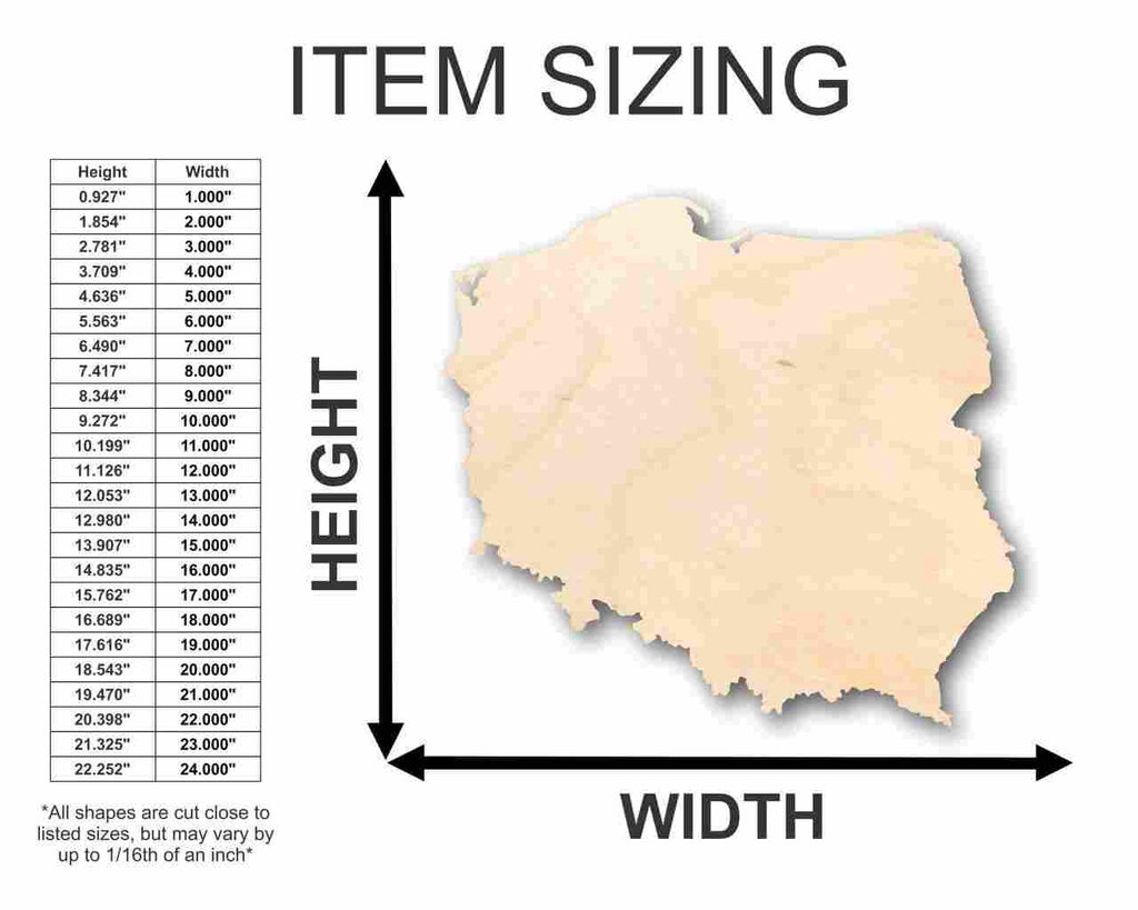 Unfinished Wood Poland Shape - Country - Craft - up to 46" Width DIY