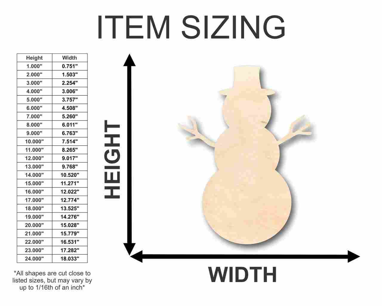 Unfinished Wood Snowman Shape - Winter Decor - Craft - up to 46" DIY