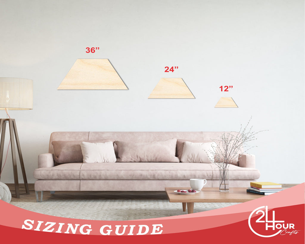 Unfinished Wood Trapezoid Shape - Craft - up to 46" DIY