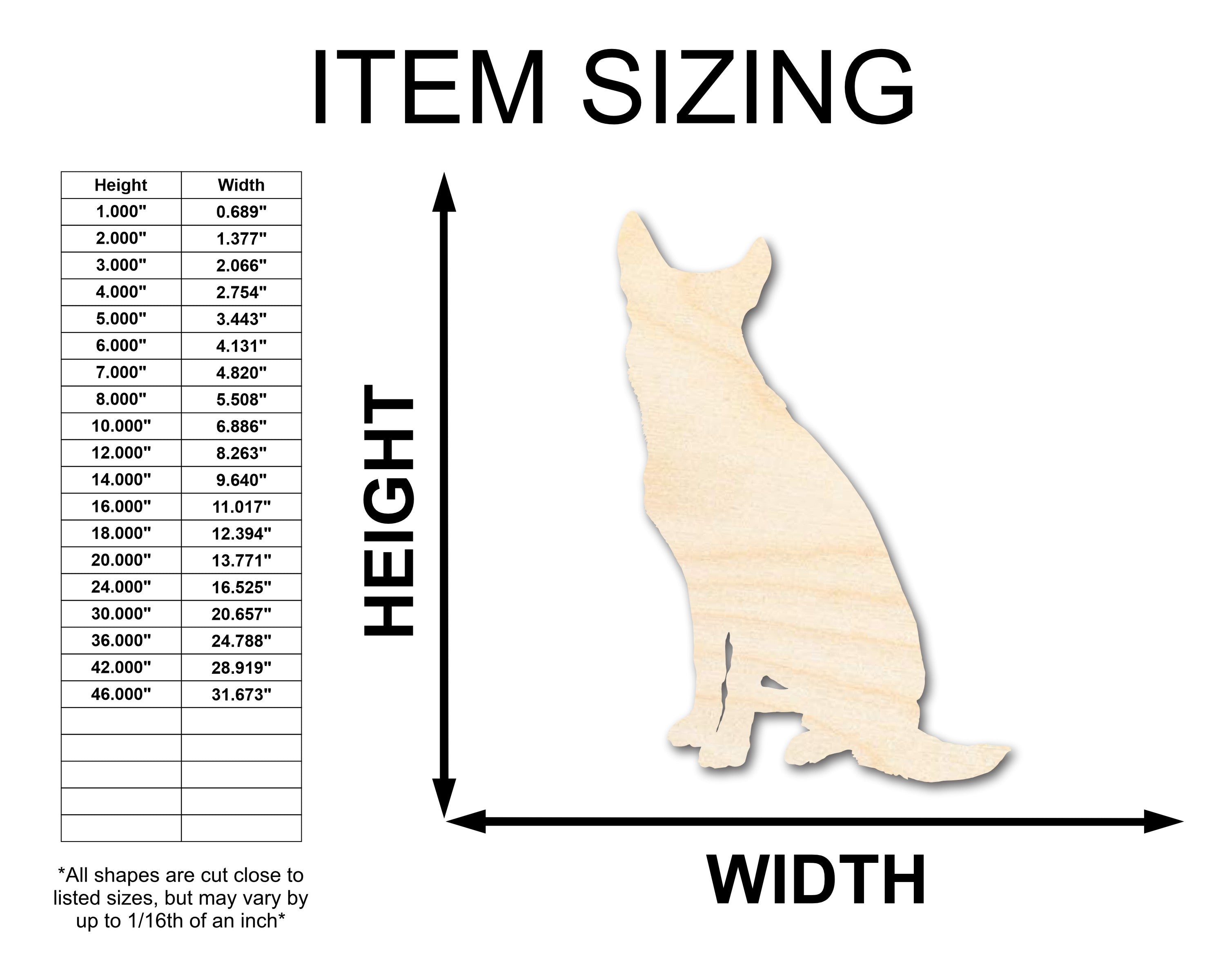 Unfinished Wood Sitting Dog Shape - up to 46"