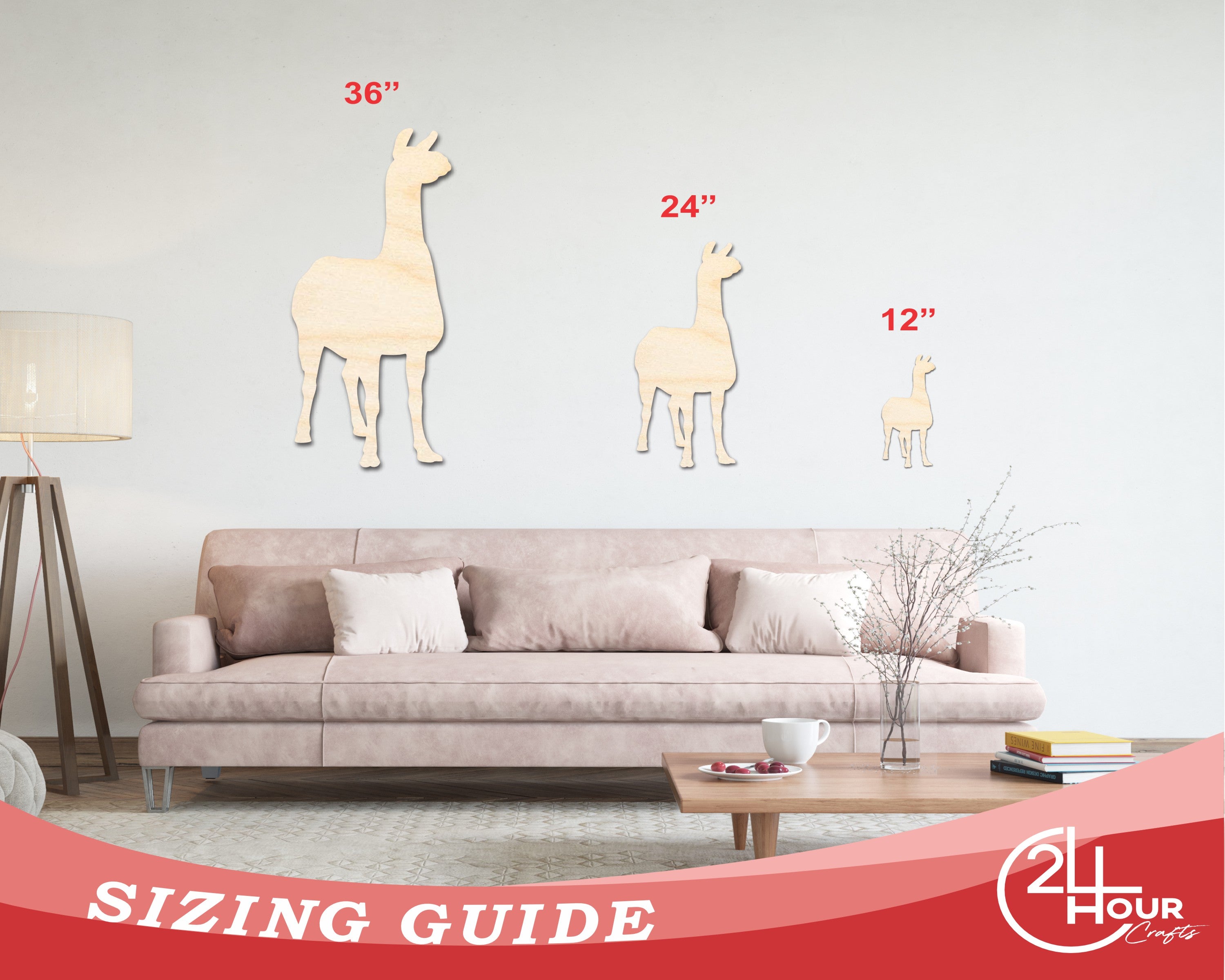 Unfinished Wood Alpaca Shape - Craft - up to 46" DIY