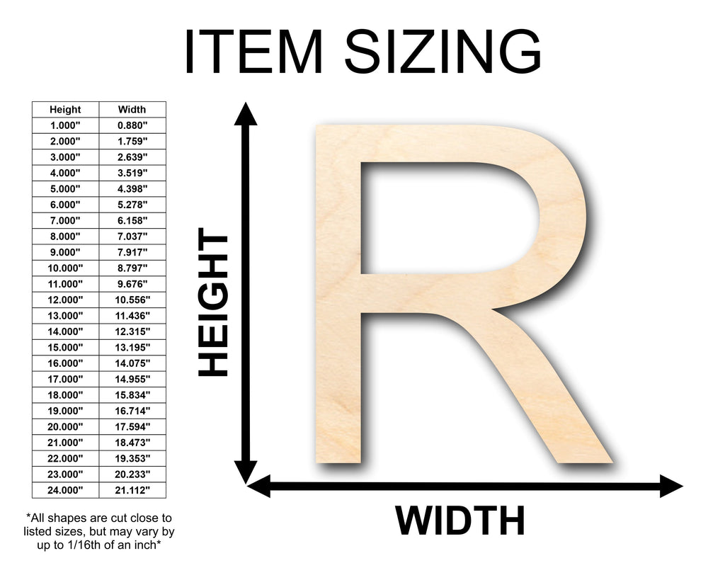 Unfinished Wood Arial Letter R Shape - Craft - up to 46" DIY