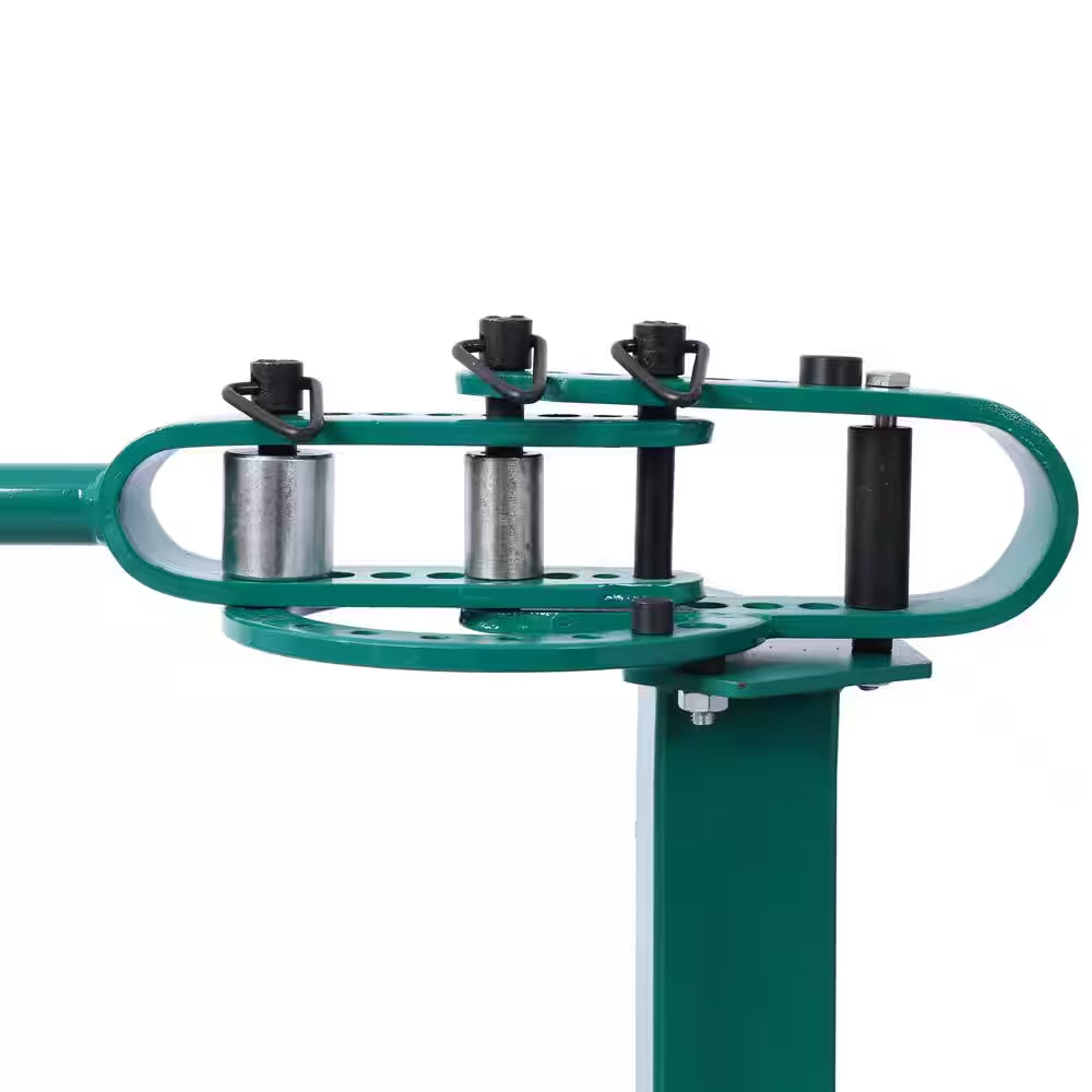 Green Pedestal Floor Compact Bender 7-Dies Versatile 44 Ft. Mount Telescoping Handle Maximum 5/8 In. Thick 1-15/16 In. W