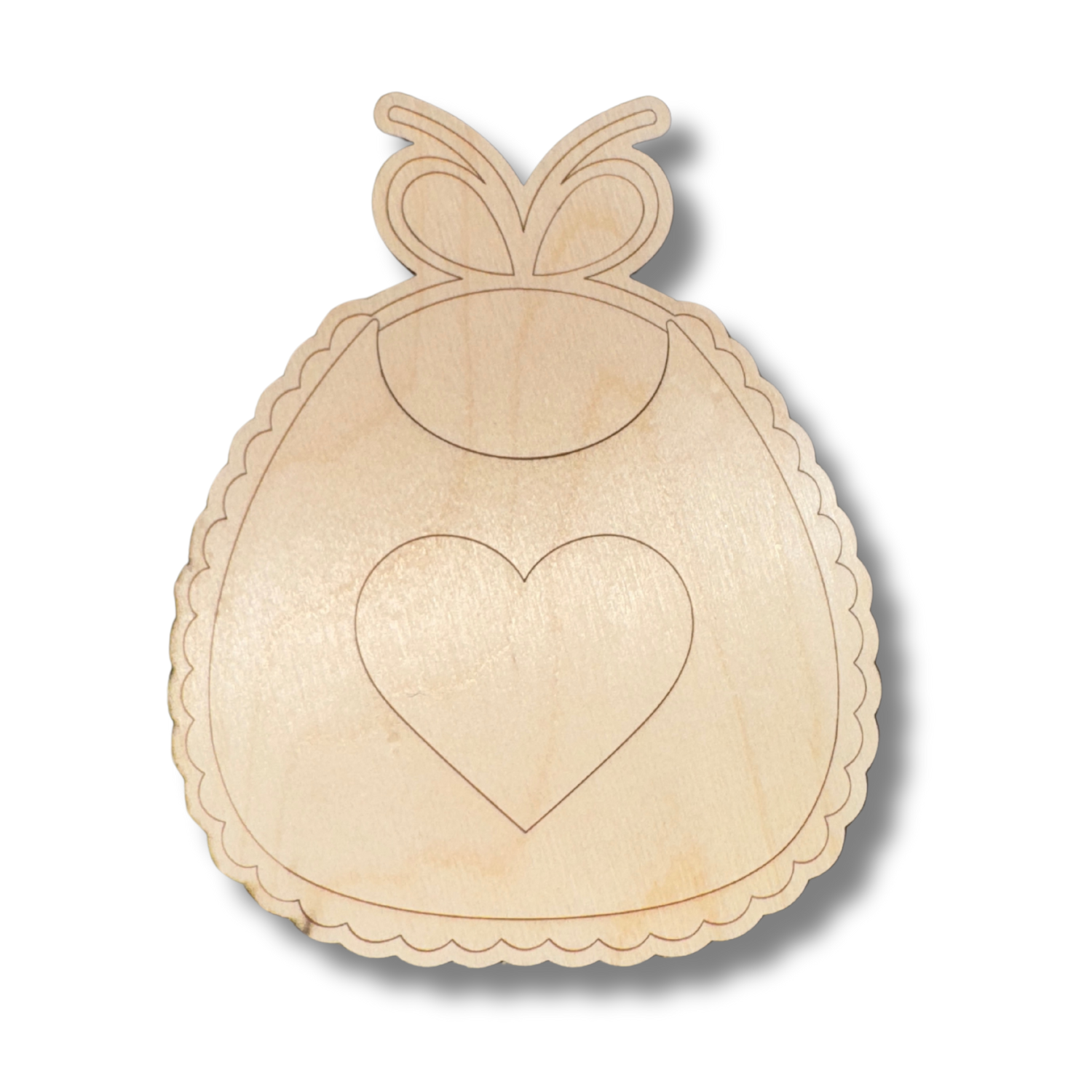 Unfinished Wood Etched Heart Bib Shape | Paint By Line Crafts | up to 30" DIY