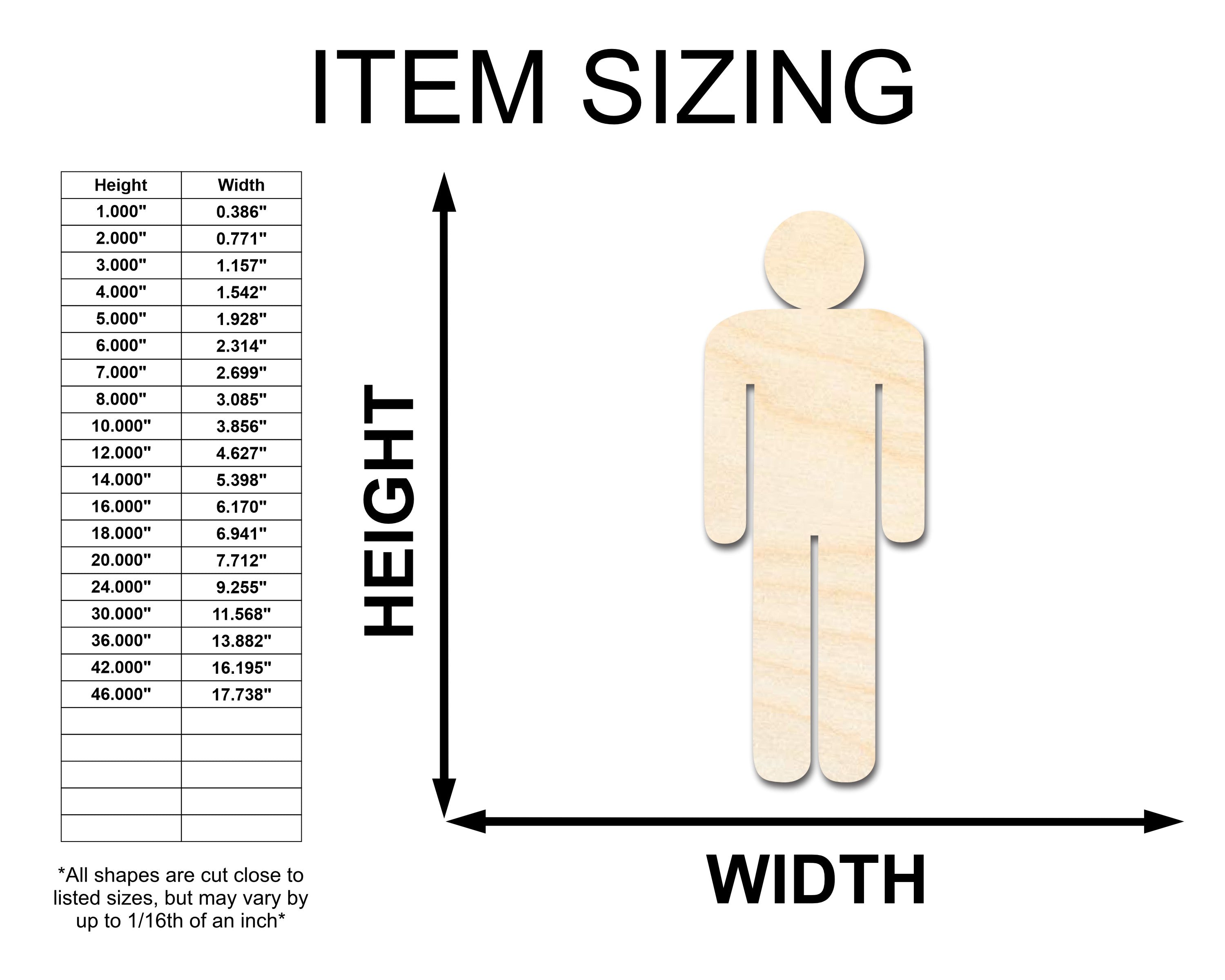 Unfinished Wood Mens Bathroom Sign Shape - Craft - up to 46" DIY