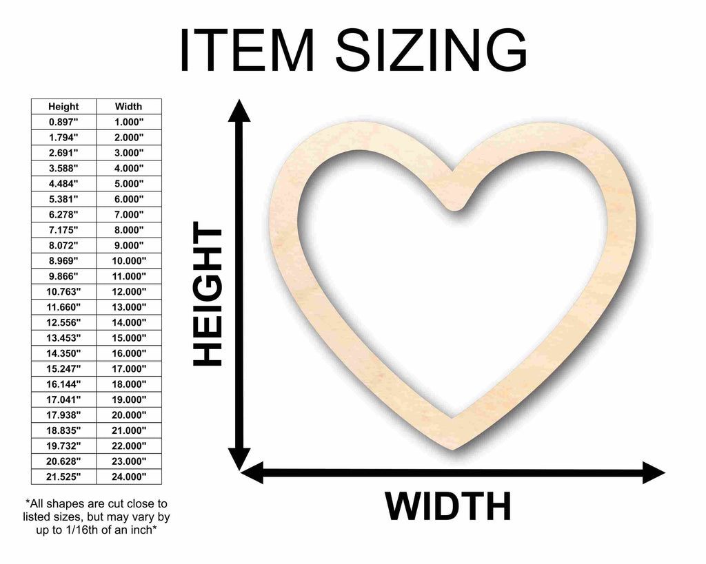 Unfinished Wood Heart Border Silhouette | Valentine's Day | Wedding | DIY Craft Cutout | Up to 46" DIY