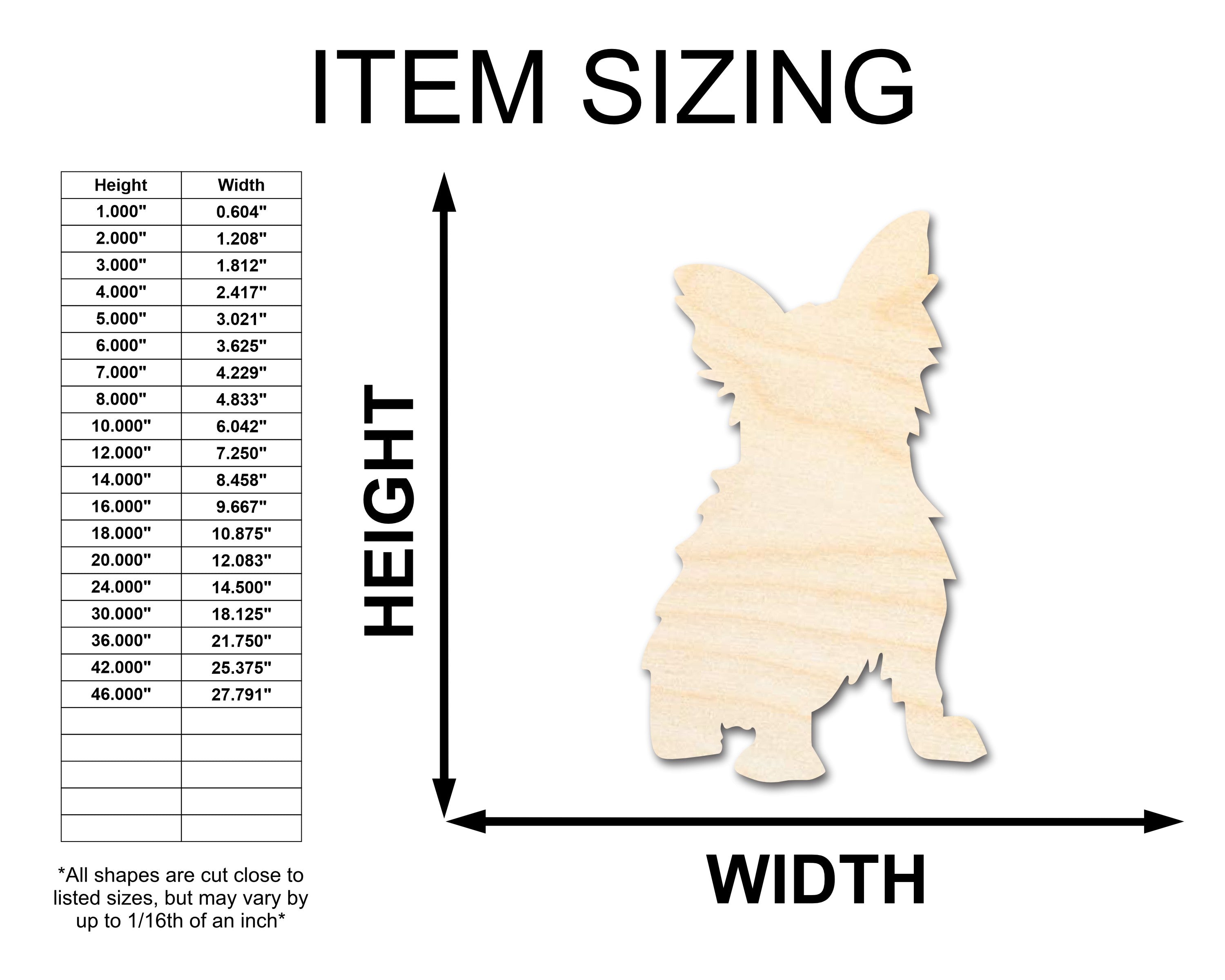 Unfinished Wood Cute Dog Shape - Pet Craft - up to 46"