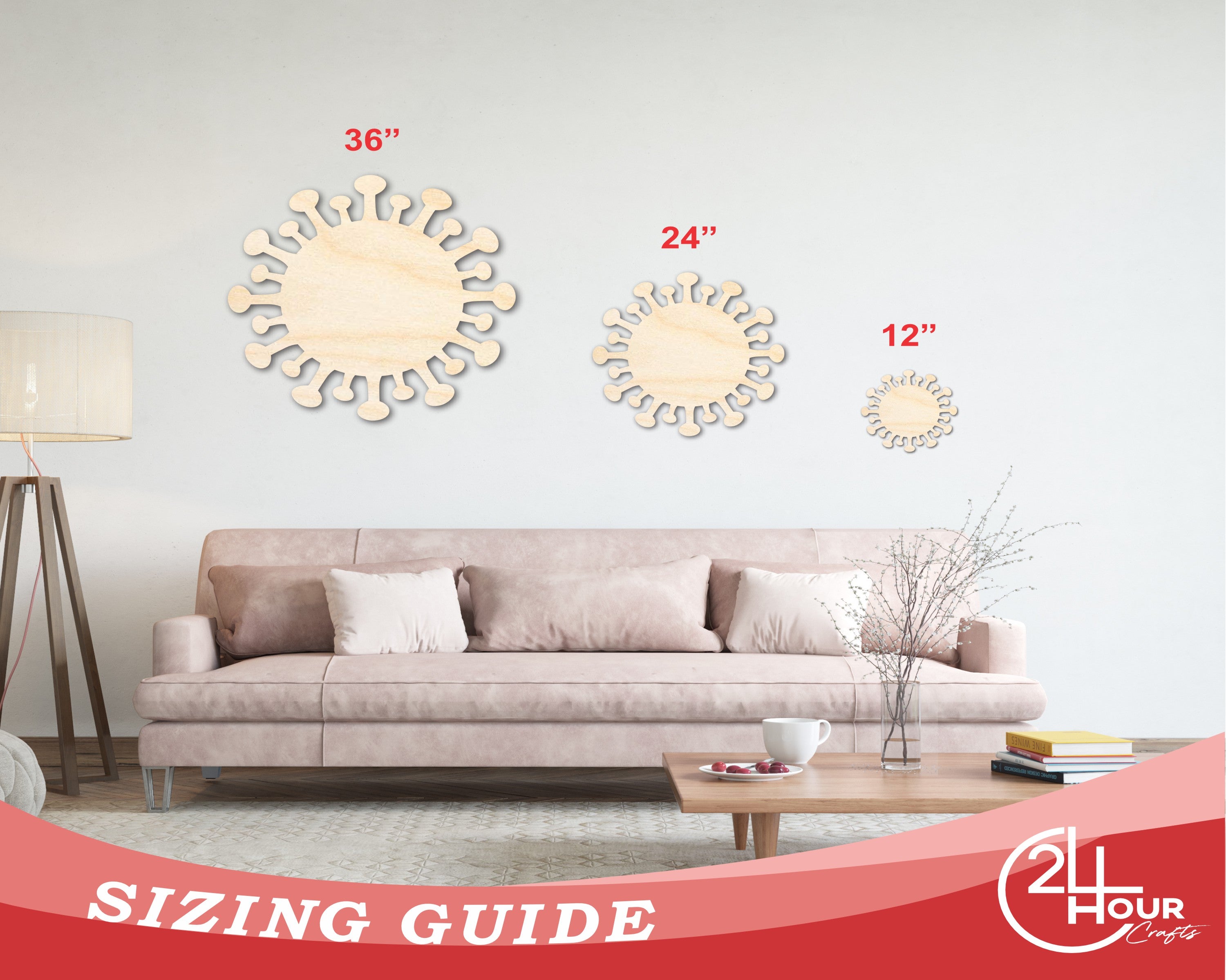Unfinished Wood Virus Shape | Germ Craft Cutout | up to 46" DIY