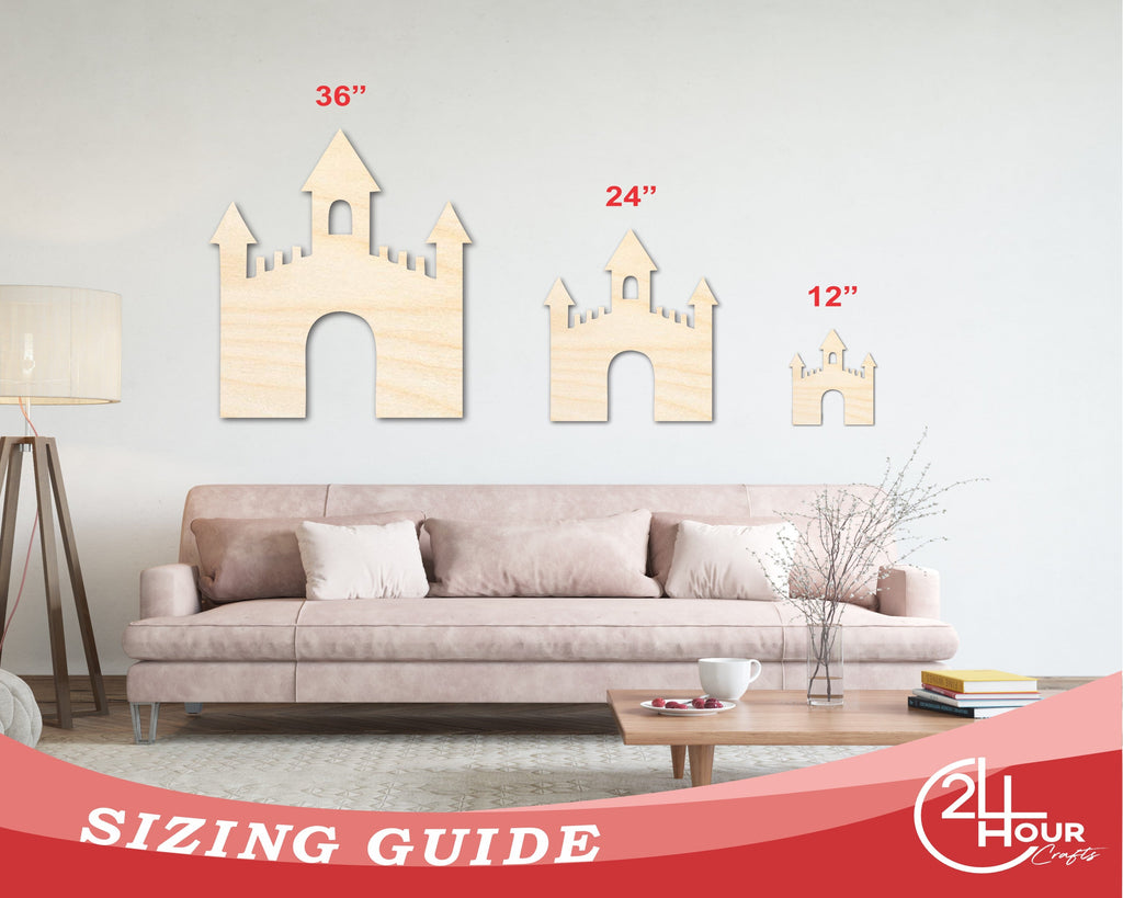 Unfinished Wood Castle Shape - Craft - up to 46"