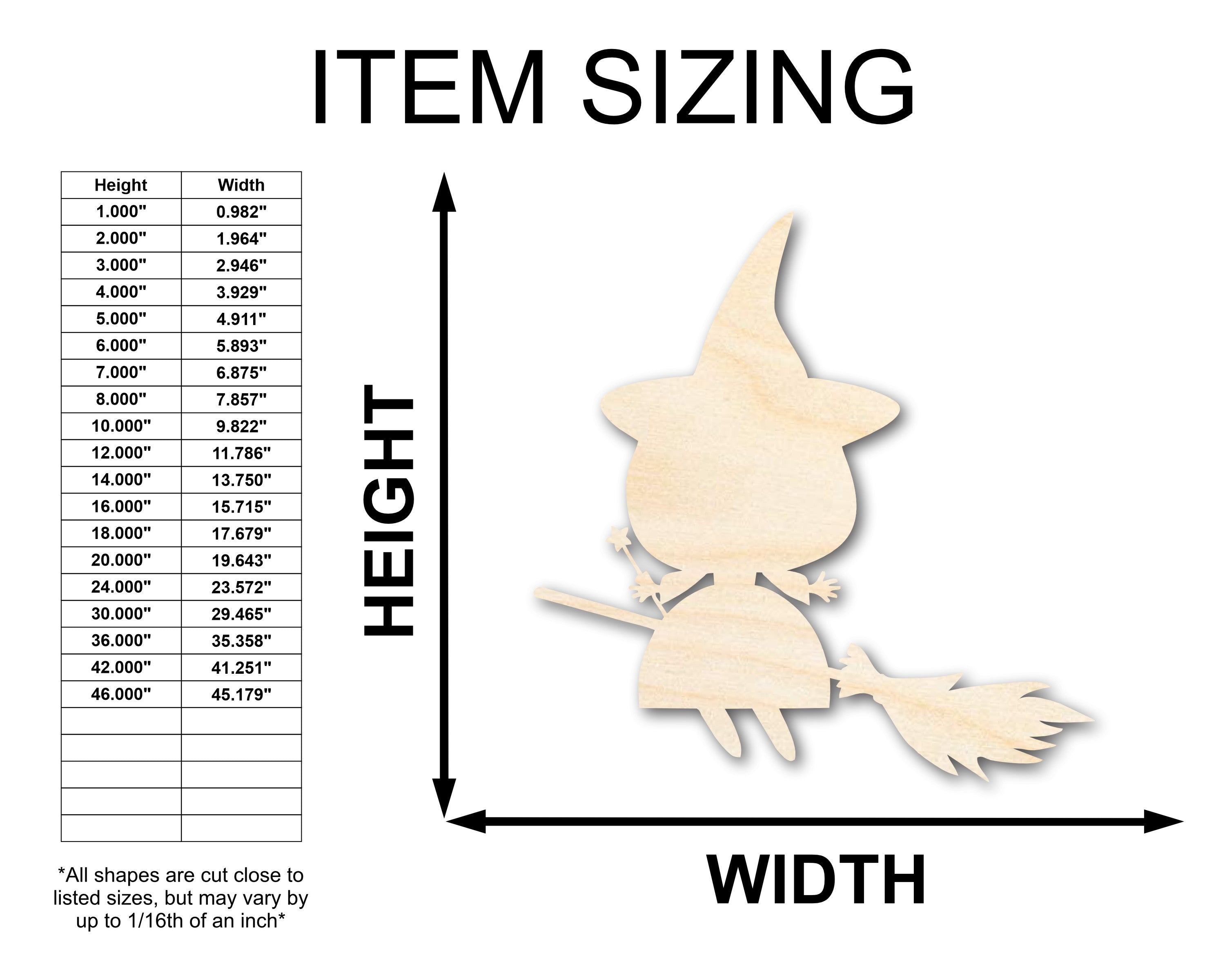 Unfinished Wood Good Witch Shape - Craft - up to 46"