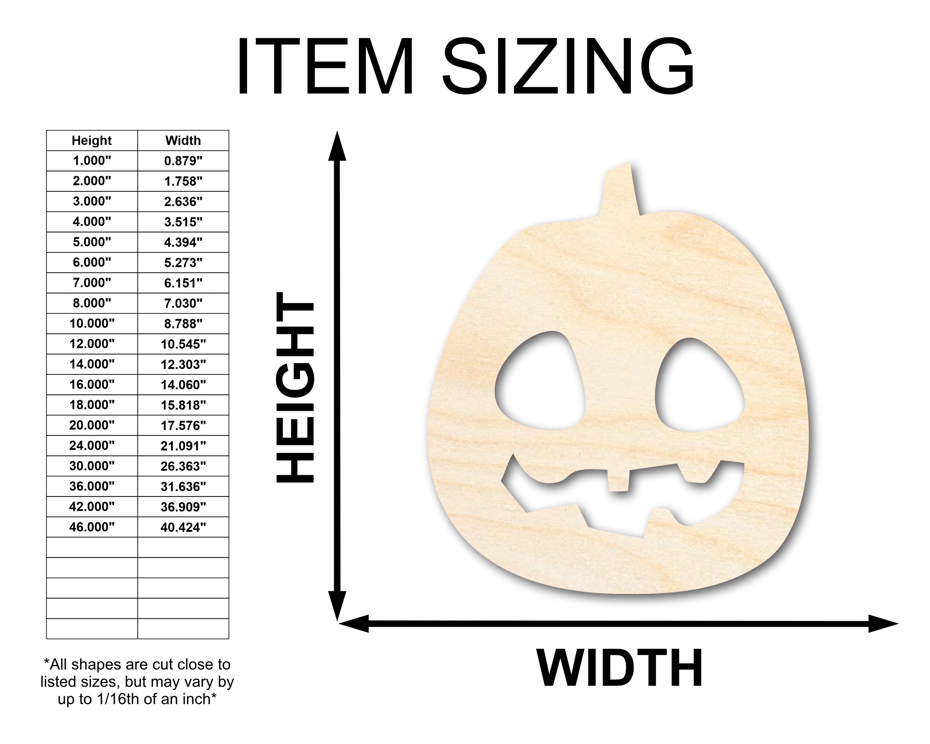 Unfinished Wood Carved Pumpkin Shape - Craft - up to 46"