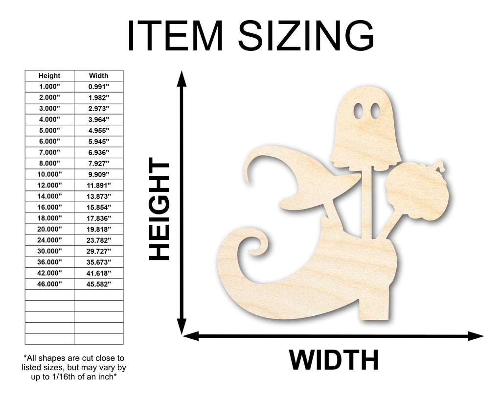 Unfinished Wood Witches Candy Shoe Shape - Craft - up to 46"