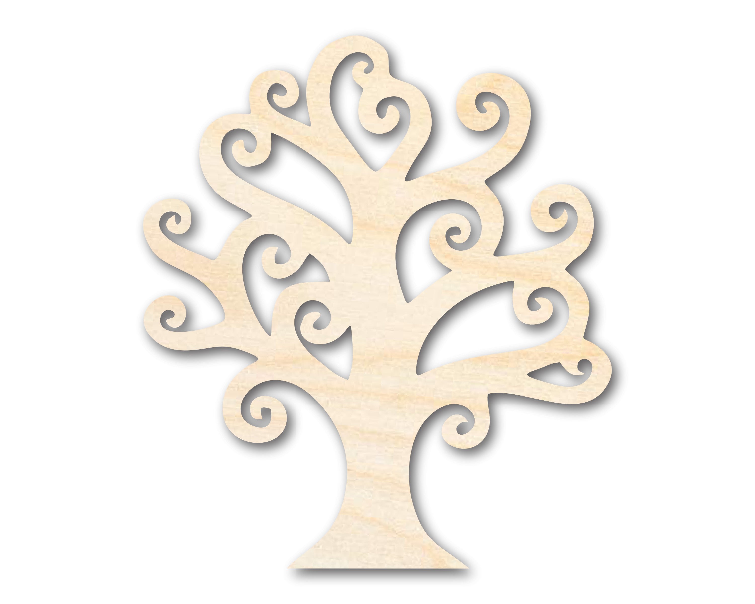 Unfinished Wood Swirly Tree Shape - Craft - up to 46"