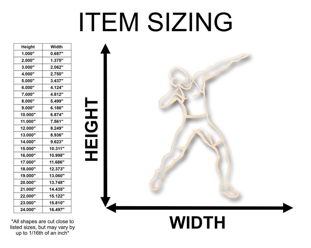 Unfinished Wood Track Thrower Shot Put Shape - Craft - up to 46" DIY