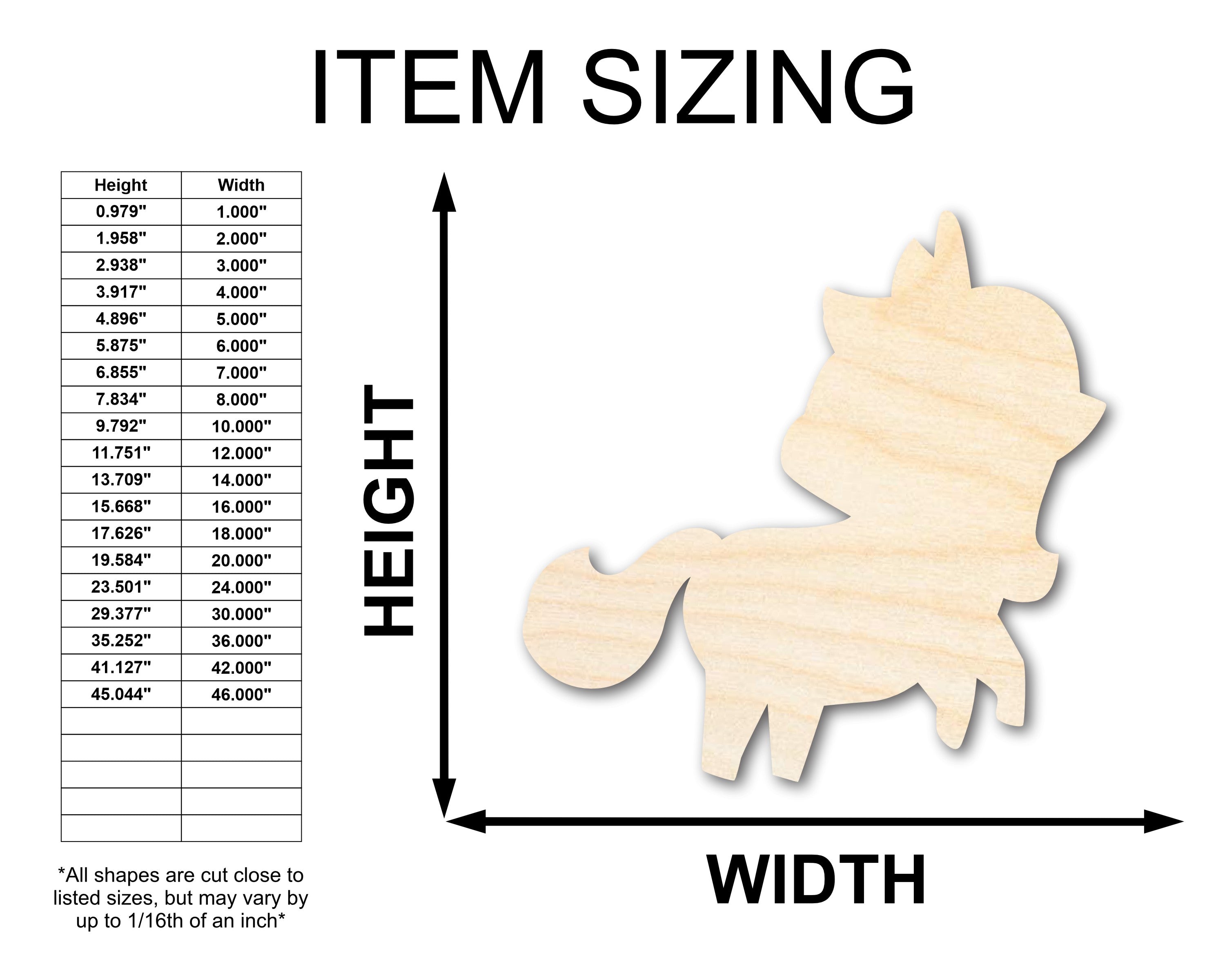 Unfinished Wood Unicorn Shape - Craft - up to 46" DIY