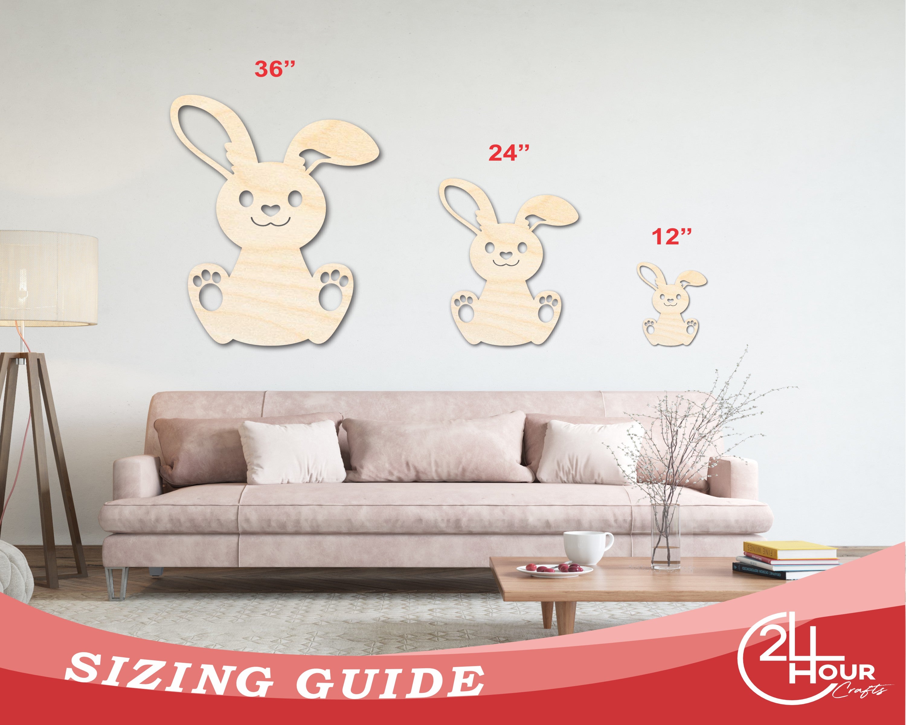 Unfinished Wood Cute Bunny Shape - Easter Spring Kids Craft - up to 46" DIY