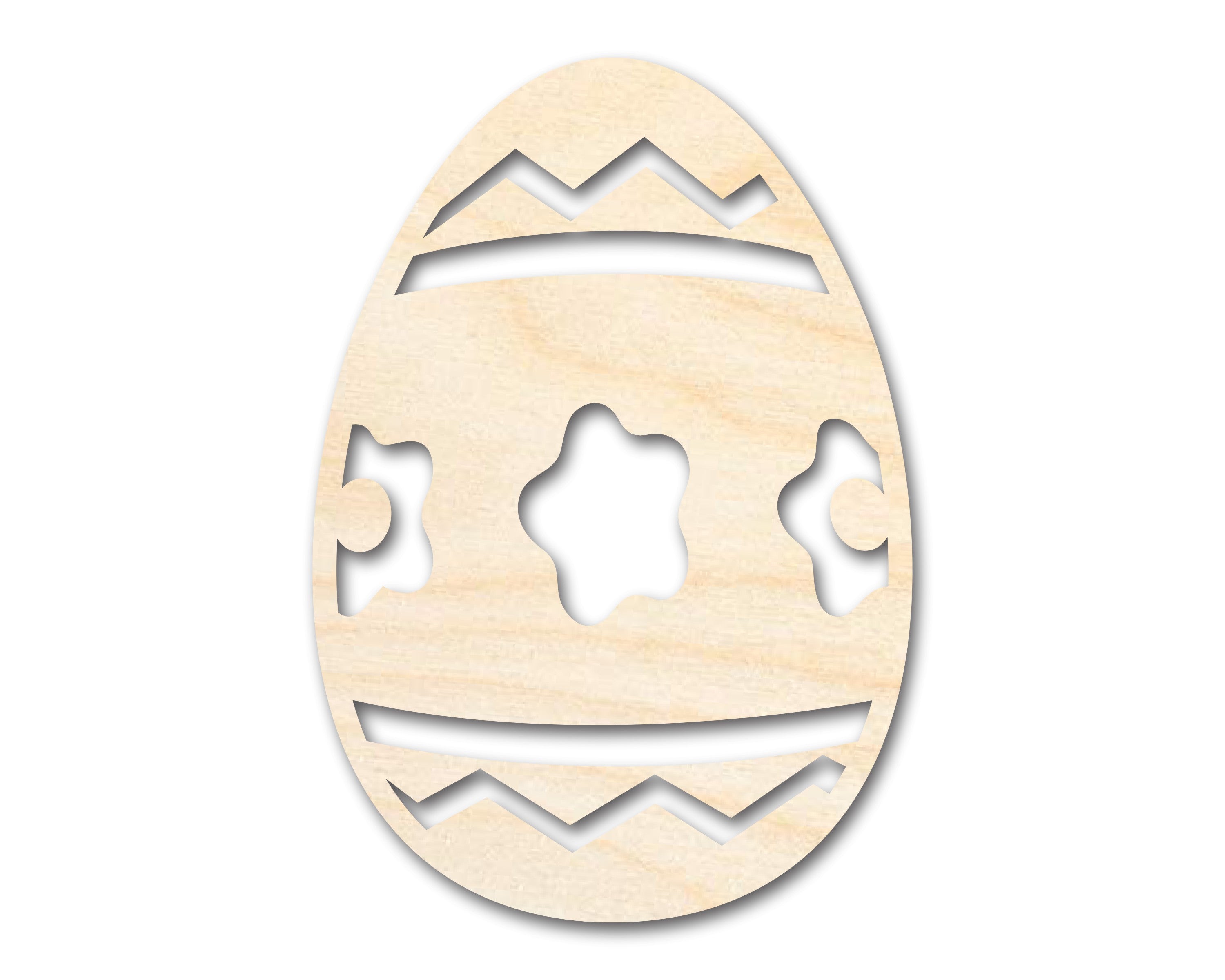 Unfinished Wood Striped Flower Egg Shape - Easter Craft - up to 46" DIY