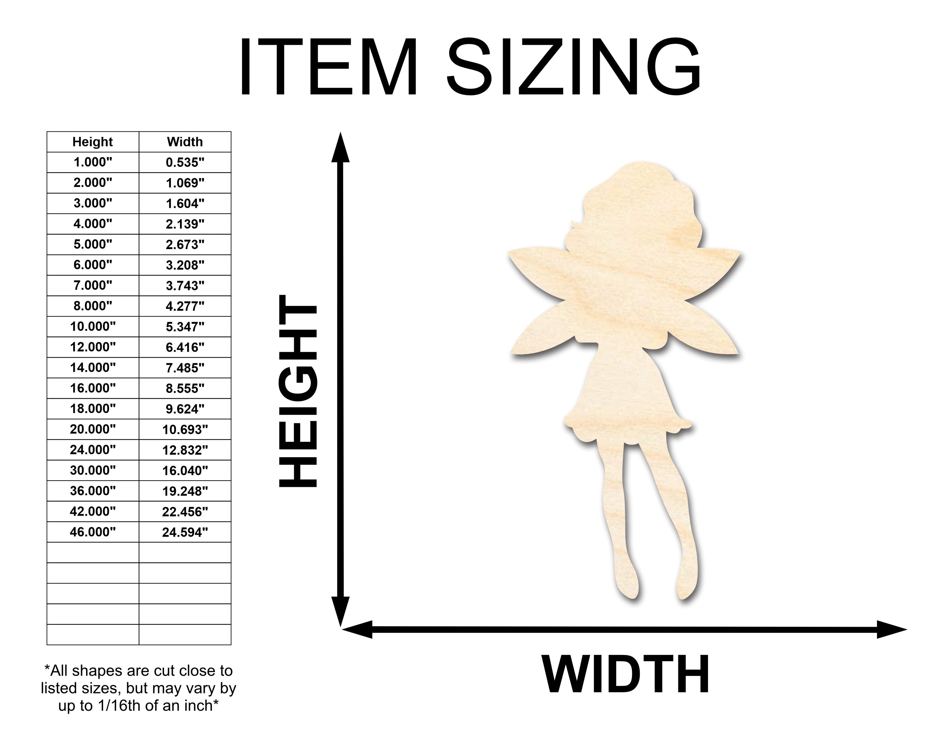 Unfinished Wood Fairy Shape | Craft Cutout | up to 46" DIY