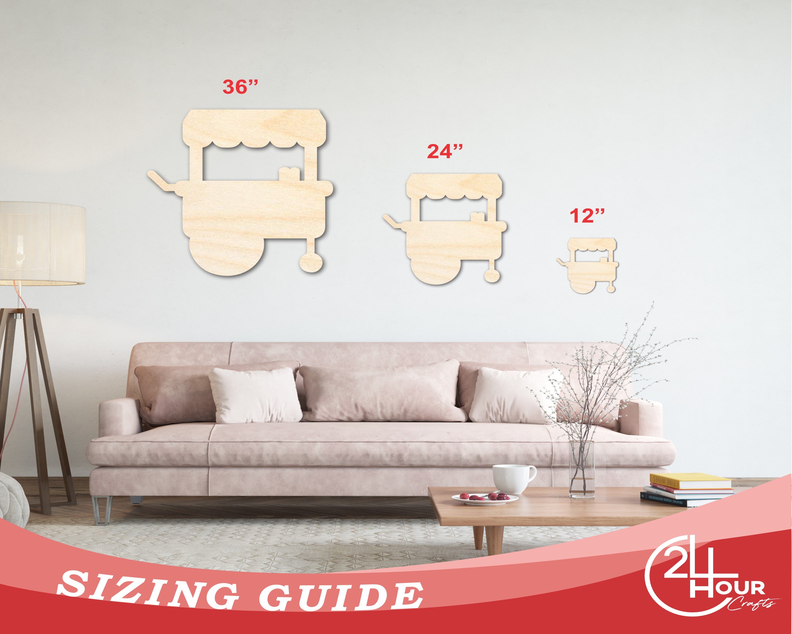 Unfinished Wood Food Stand Shape | Amusement Park | Craft Cutout | up to 46" DIY