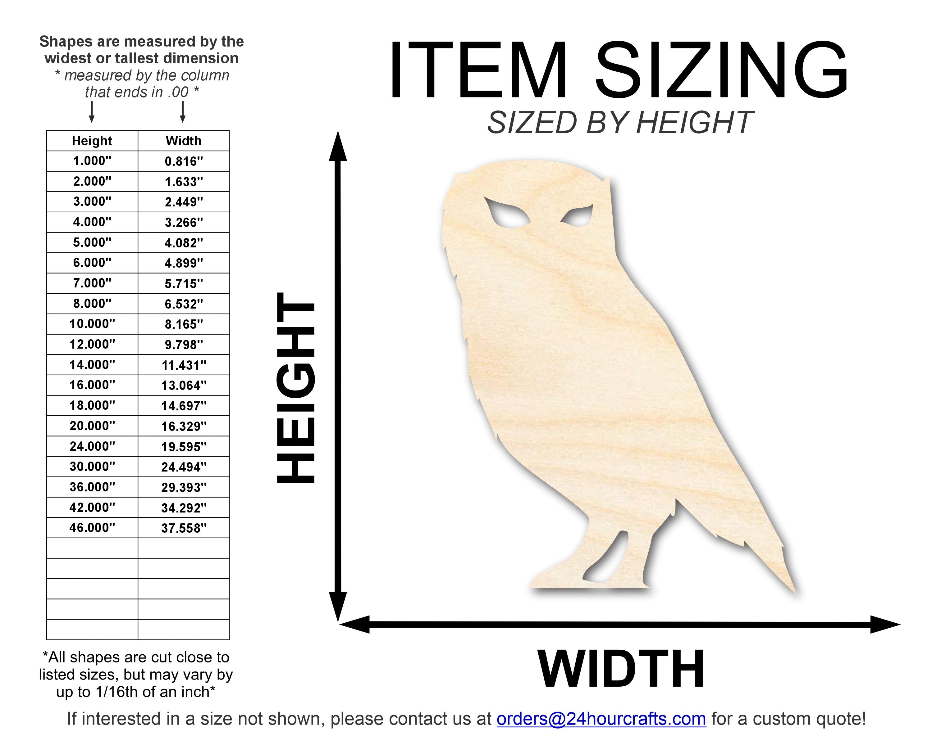Unfinished Wood Spooky Owl Shape | Craft Cutout | up to 46" DIY