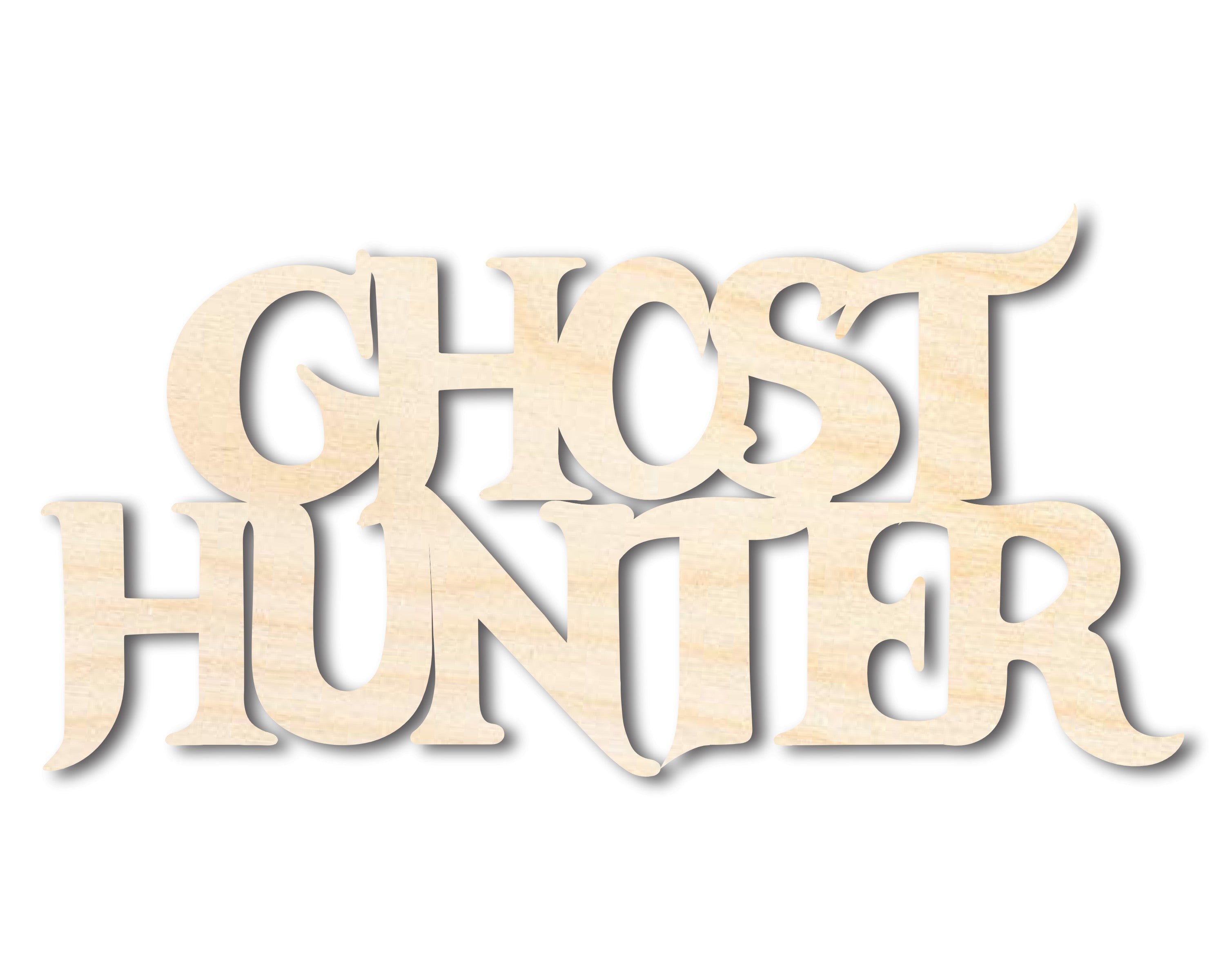 Unfinished Wood Ghost Hunter Shape | Craft Word Cutout | up to 46" DIY