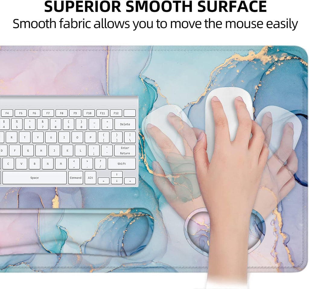 Ergonomic 4-in-1 Desk Mat & Mouse Pad Set with Wrist Rest - Perfect for Gaming & Office Use!