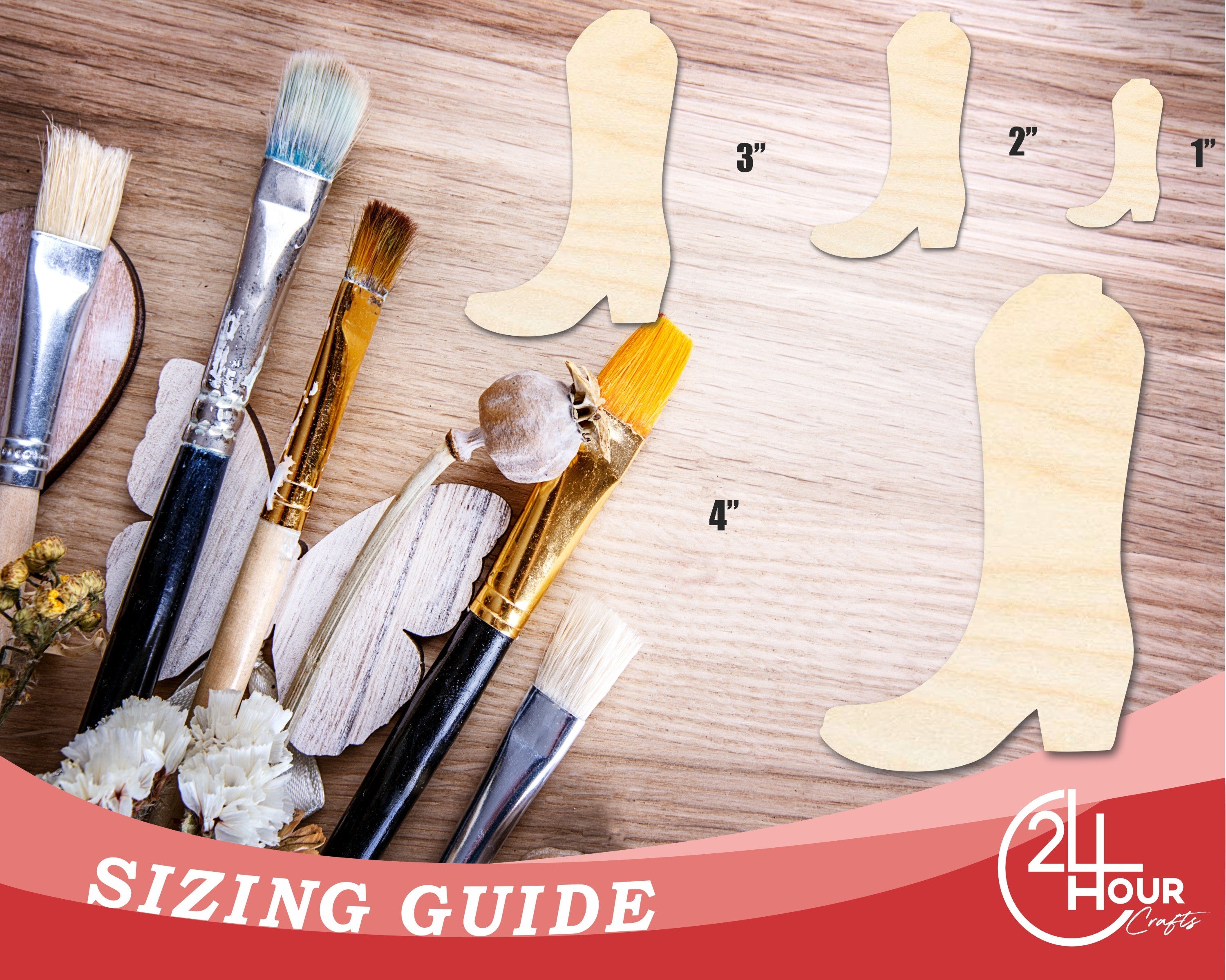 Unfinished Wood Cowboy Boot Silhouette | DIY Craft Cutout | up to 46" DIY