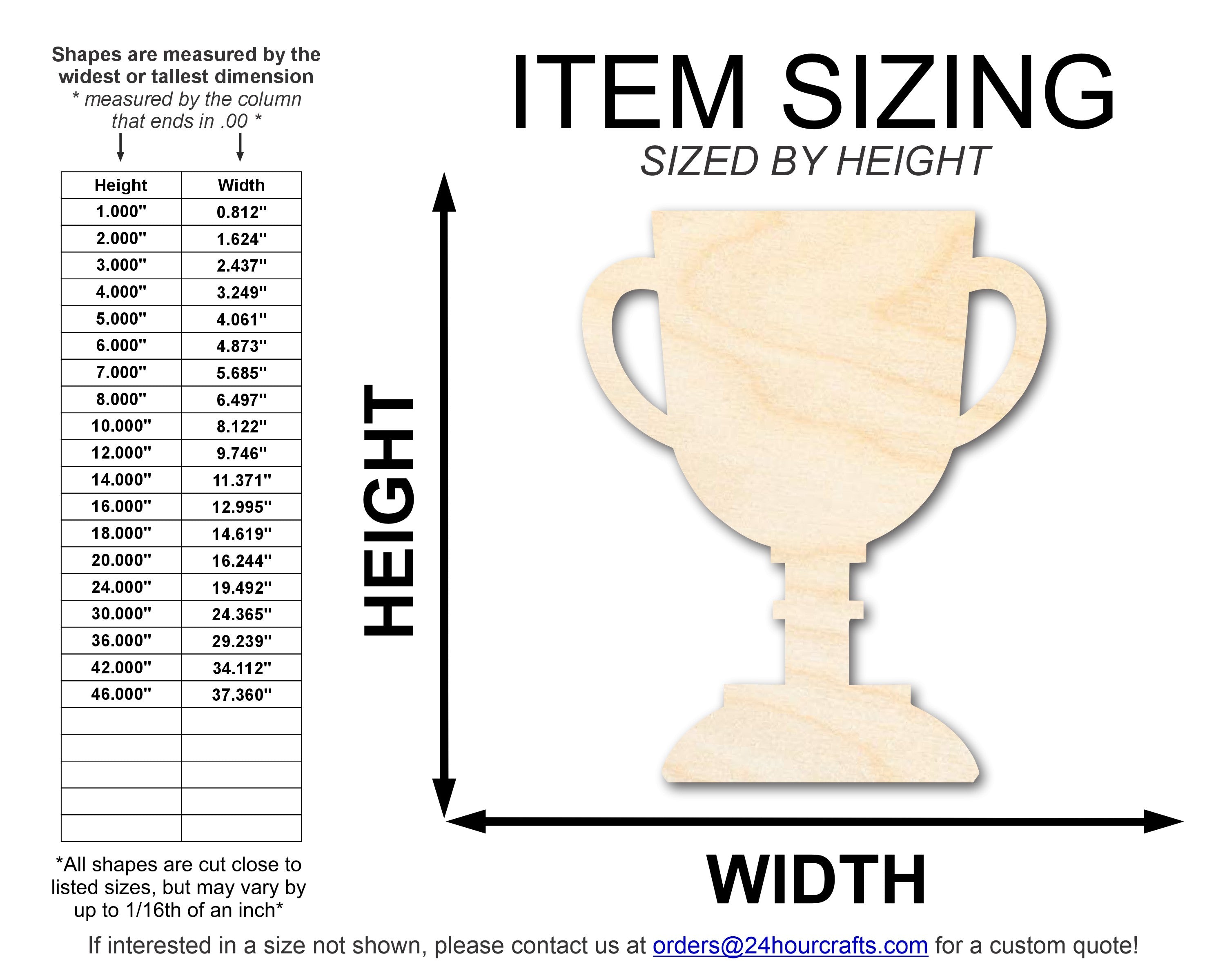 Unfinished Trophy Shape | DIY Craft Cutout | up to 46" DIY