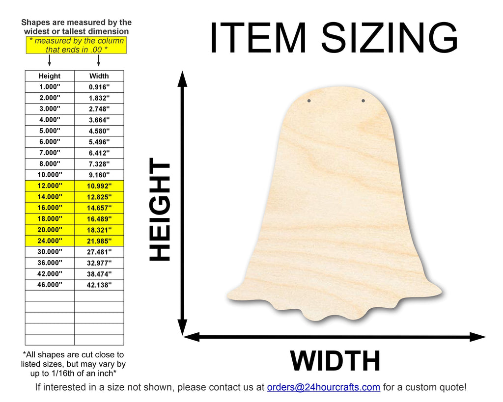 Unfinished Ghost Door Hanger | DIY Craft Cutout | Door Hanger | up to 46" DIY