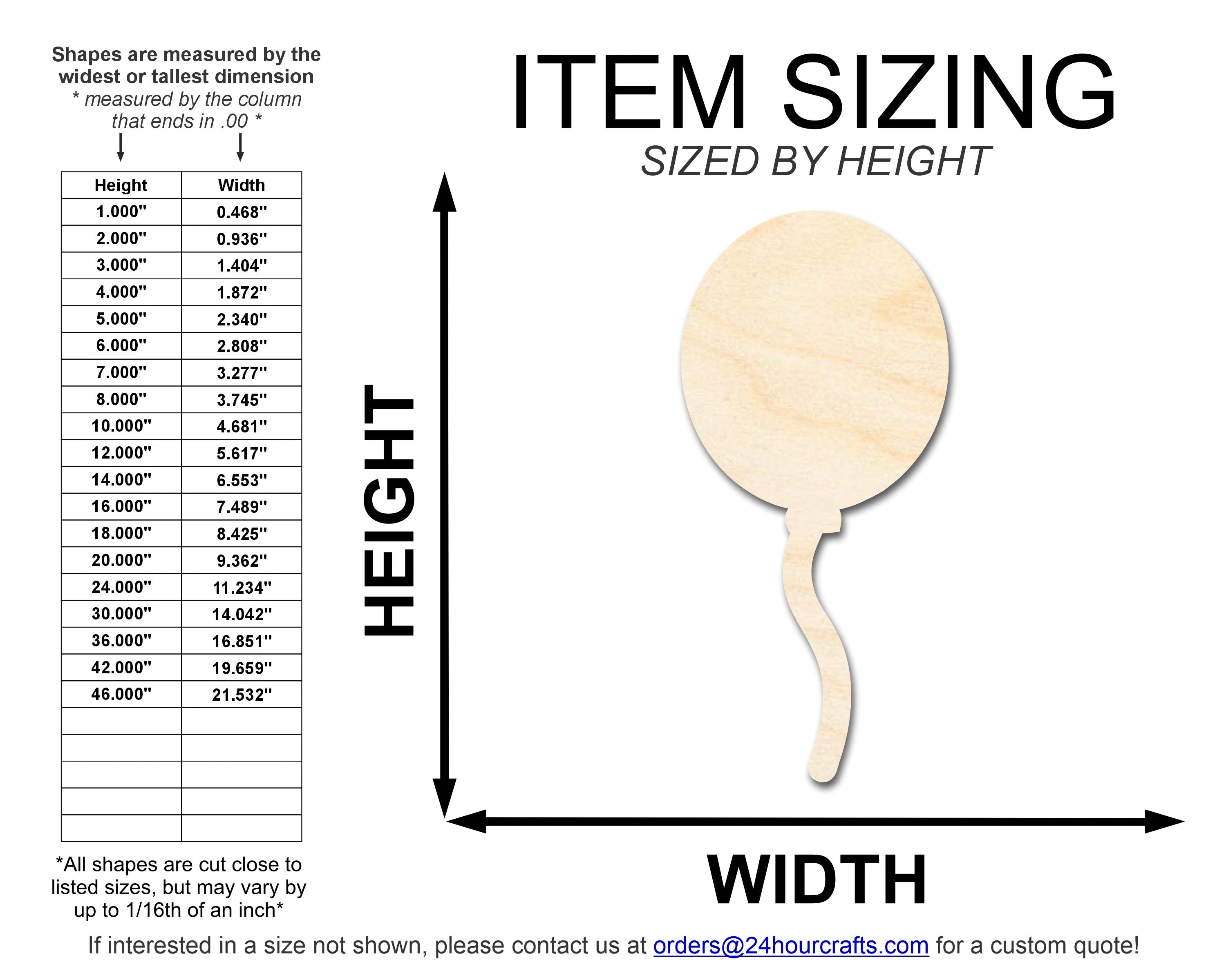 Unfinished Wood Balloon Shape | DIY Craft Cutout | up to 46" DIY