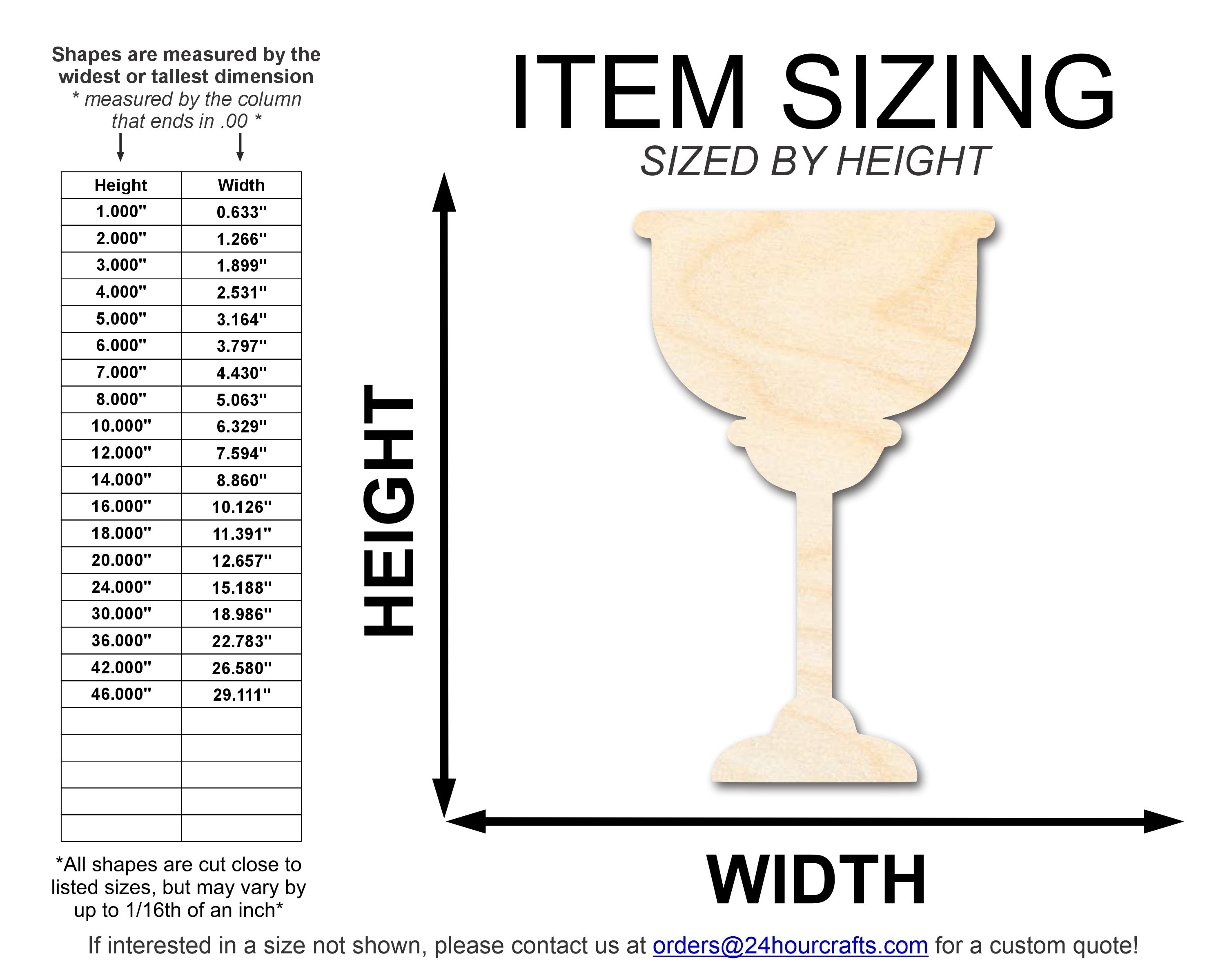 Unfinished Wood Golden Cup Shape | DIY Craft Cutout | up to 46" DIY