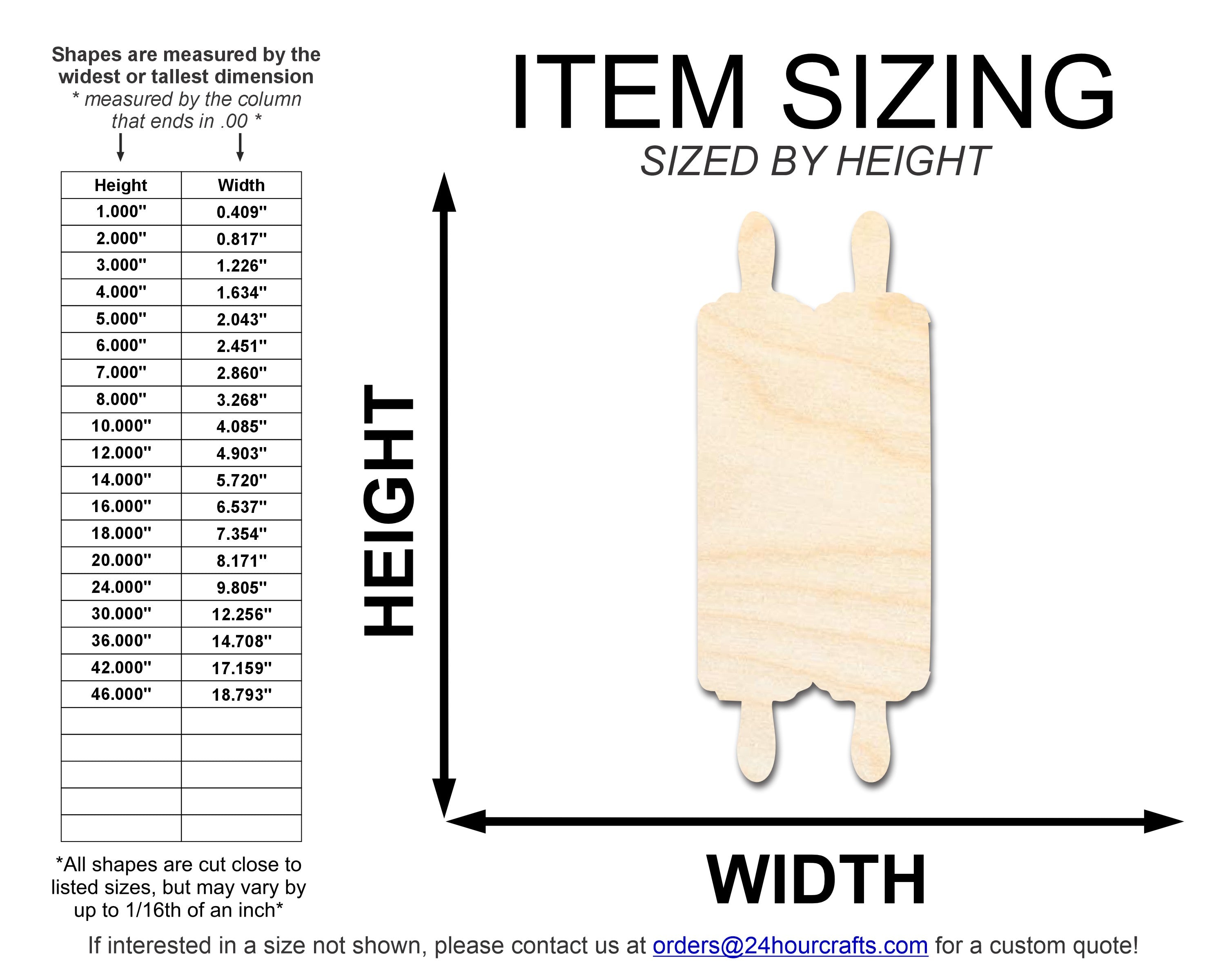 Unfinished Wood Torah Scroll Shape | DIY Craft Cutout | up to 46" DIY