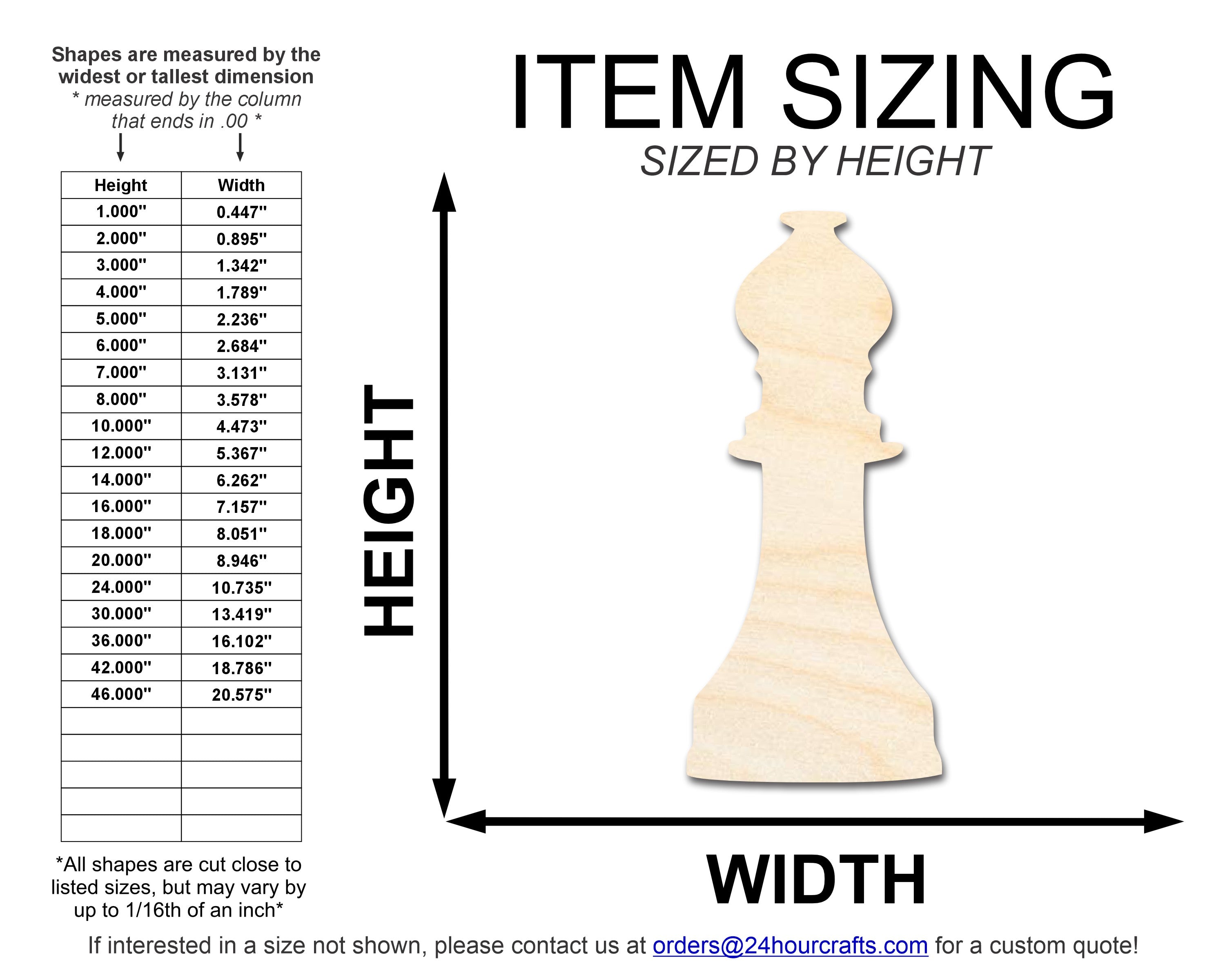 Unfinished Wood Bishop Chess Piece Shape | DIY Craft Cutout | up to 46" DIY