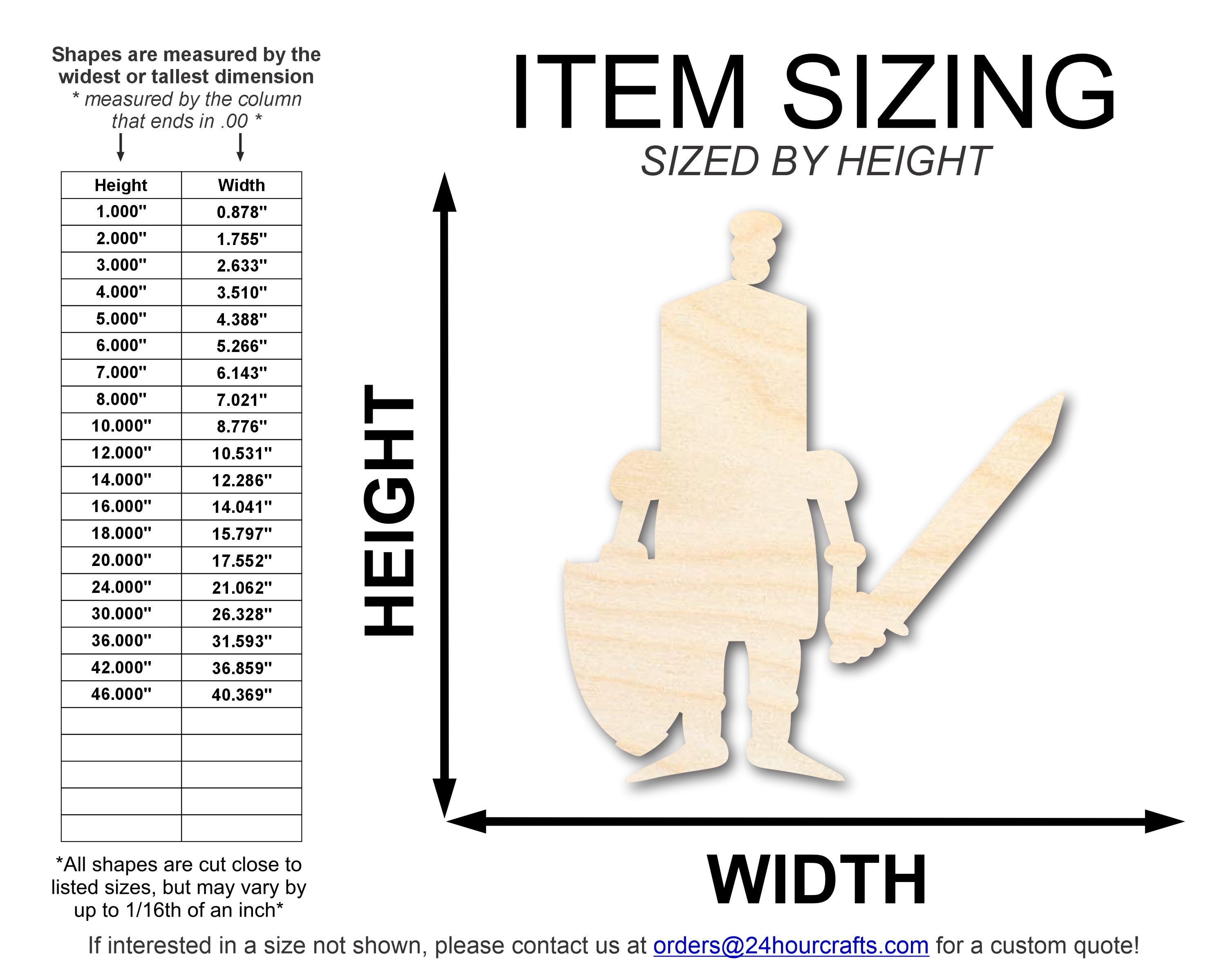 Unfinished Wood Cute Knight Shape | DIY Craft Cutout | up to 46" DIY