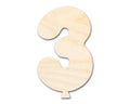 Unfinished Wood Balloon Number 3 Shape | DIY Craft Cutout | up to 46" DIY