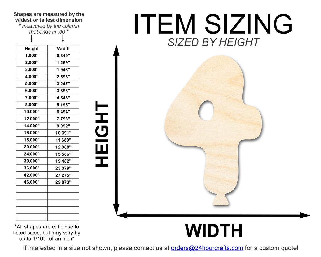 Unfinished Wood Balloon Number 4 Shape | DIY Craft Cutout | up to 46" DIY