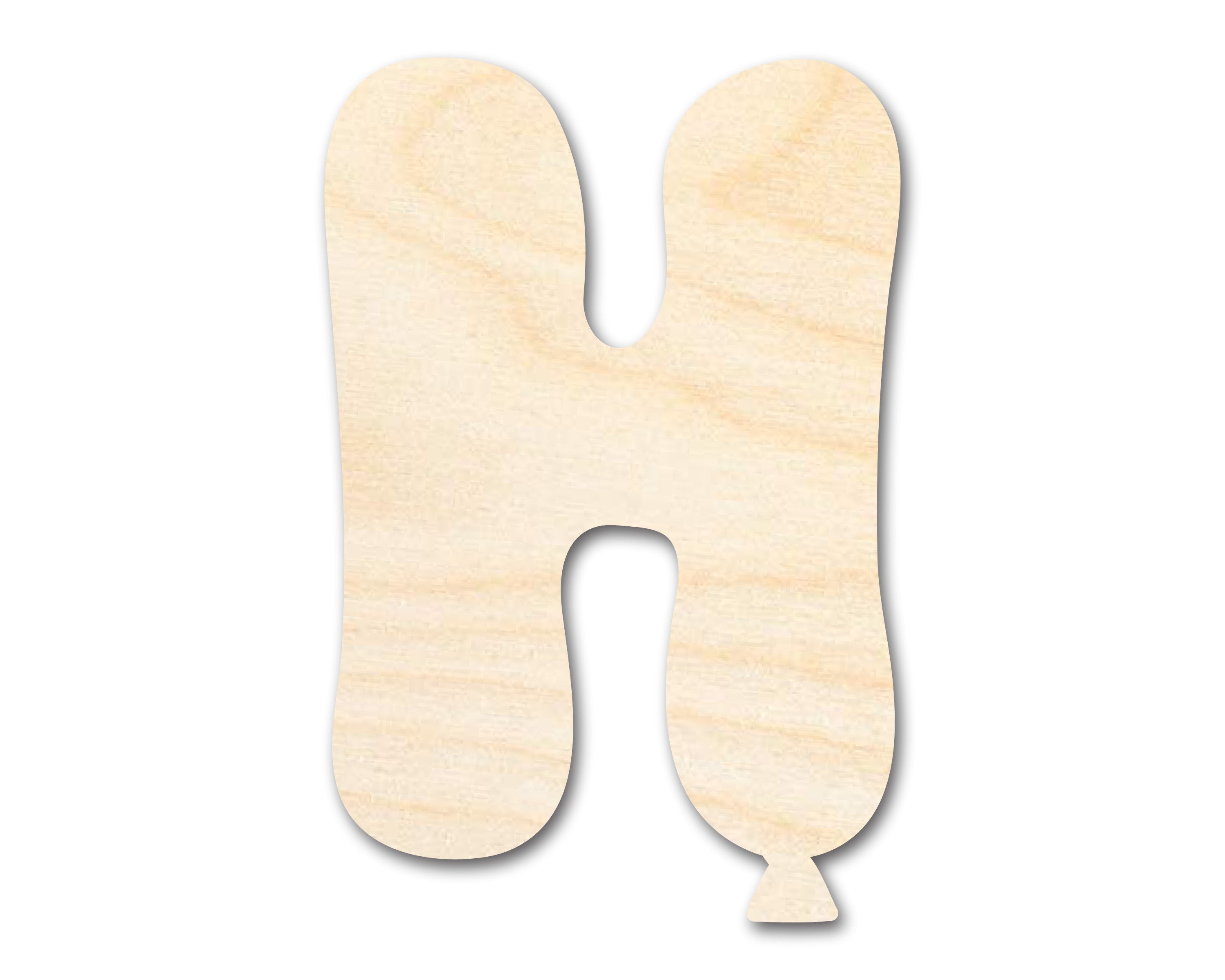 Unfinished Wood Balloon Letter H Shape | DIY Craft Cutout | up to 46" DIY